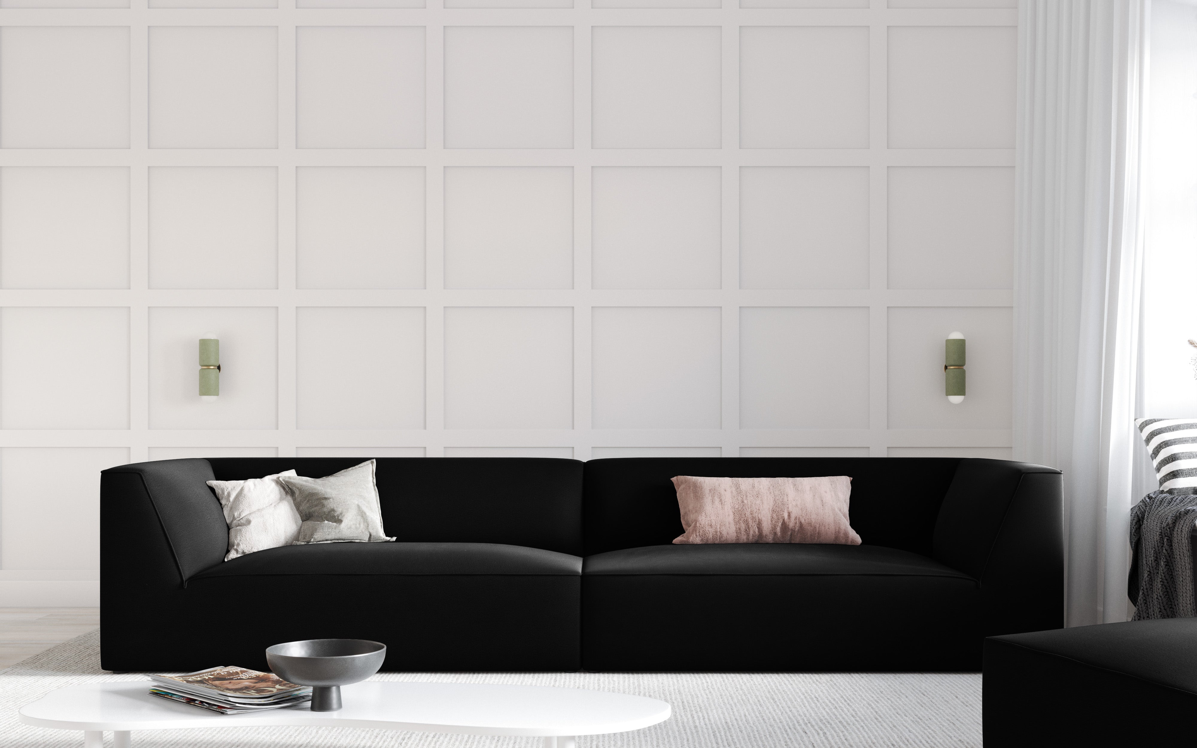 Kavč Ruby, 4 sedeži, 302x93cm, Material: Žamet