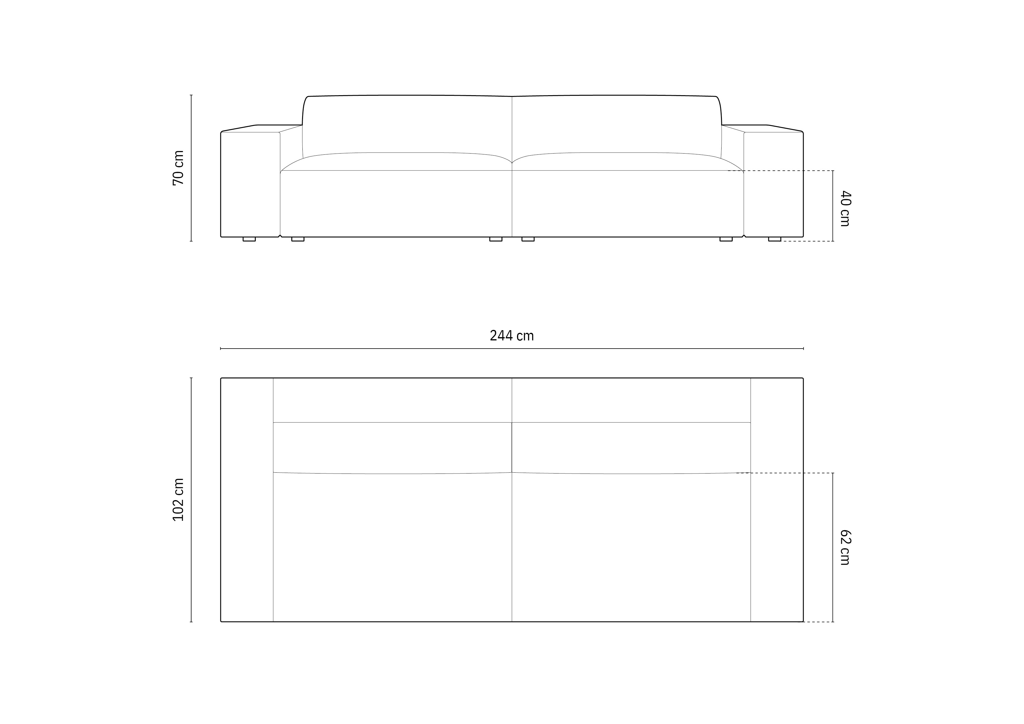 Kavč Jodie 244x102cm, Material: Žamet