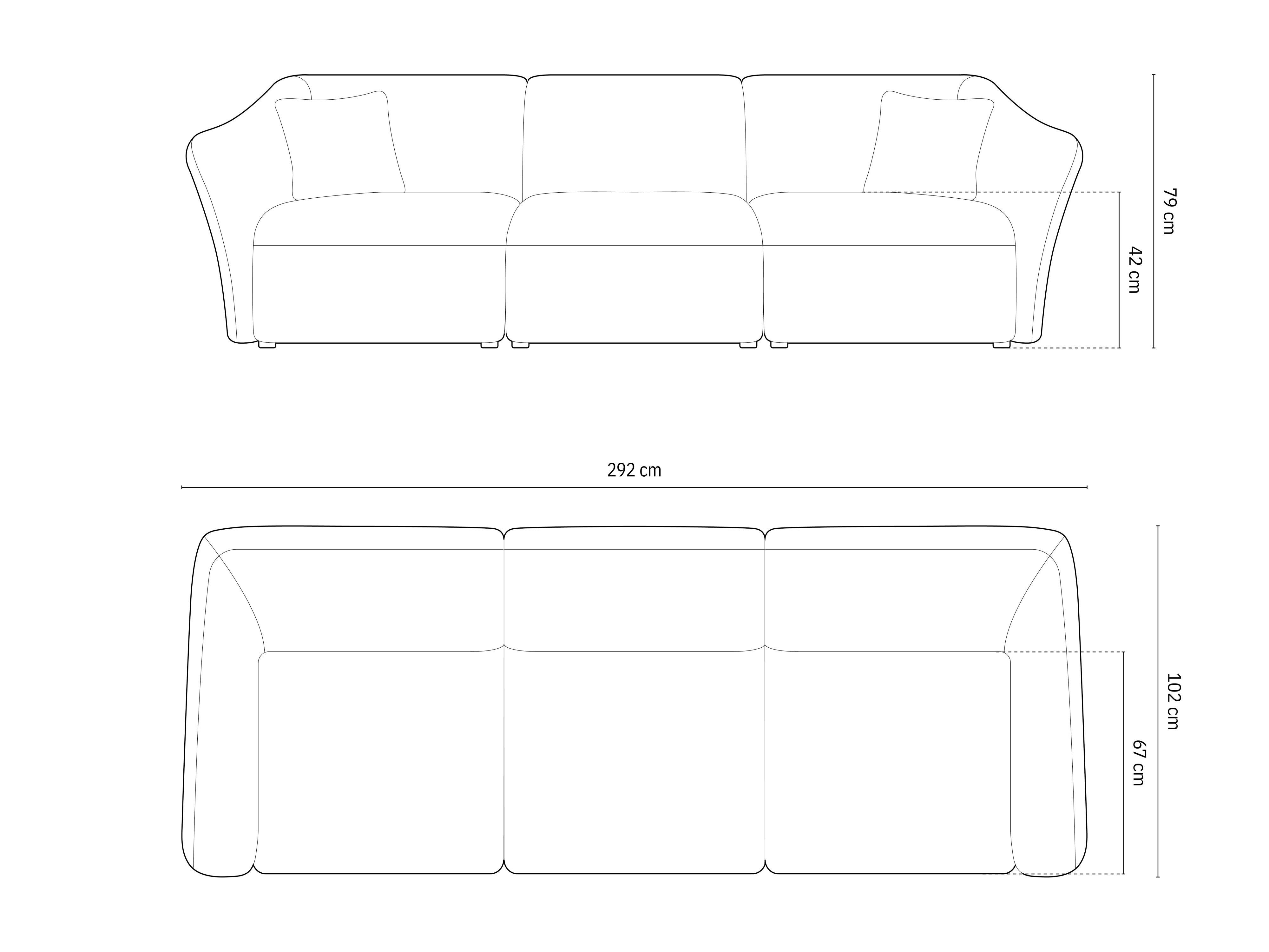 Kavč Hailey 292x102cm, Material: Bukle