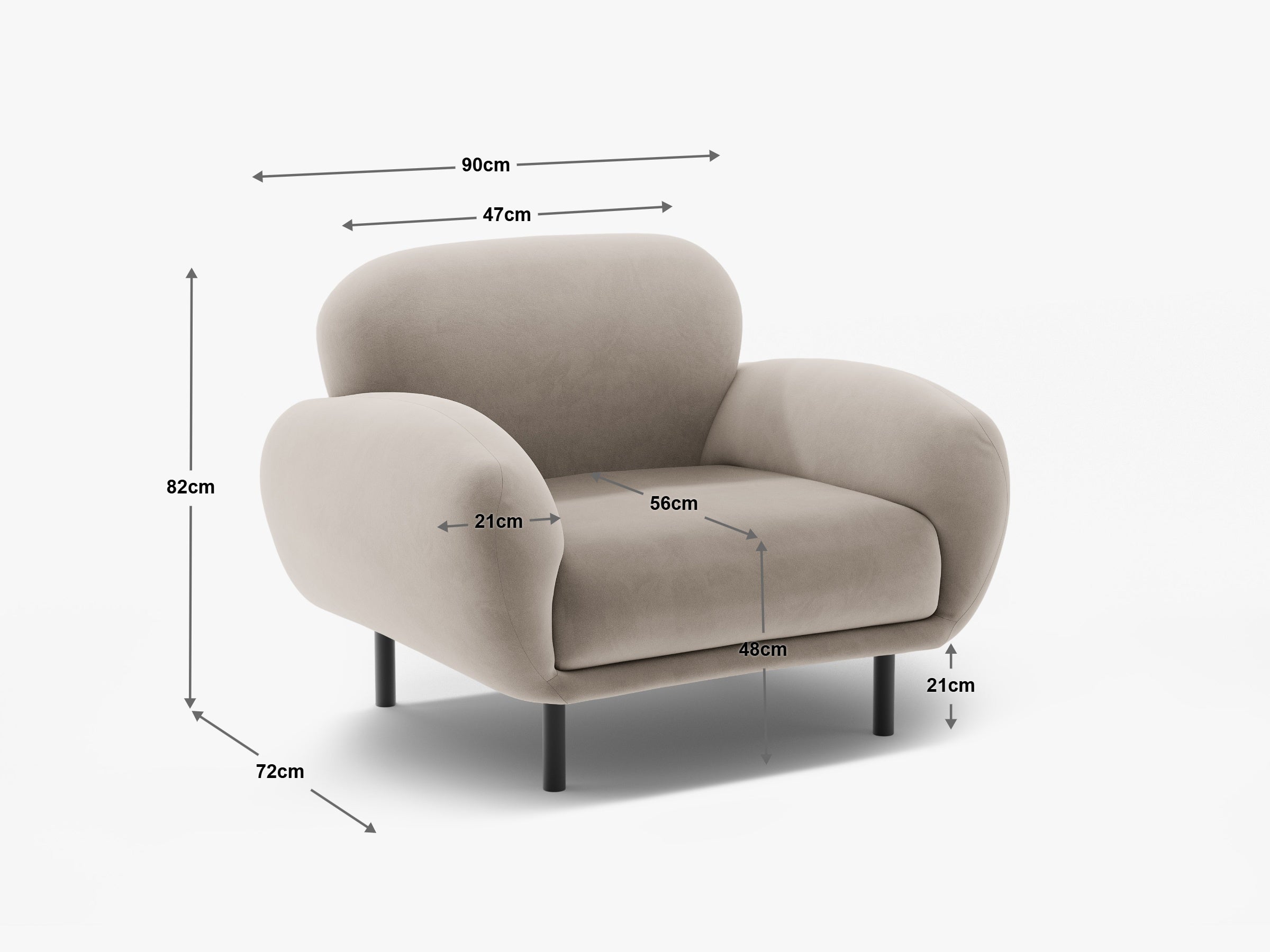 Fotelja Poppy, 90x72cm, Material: Boucle