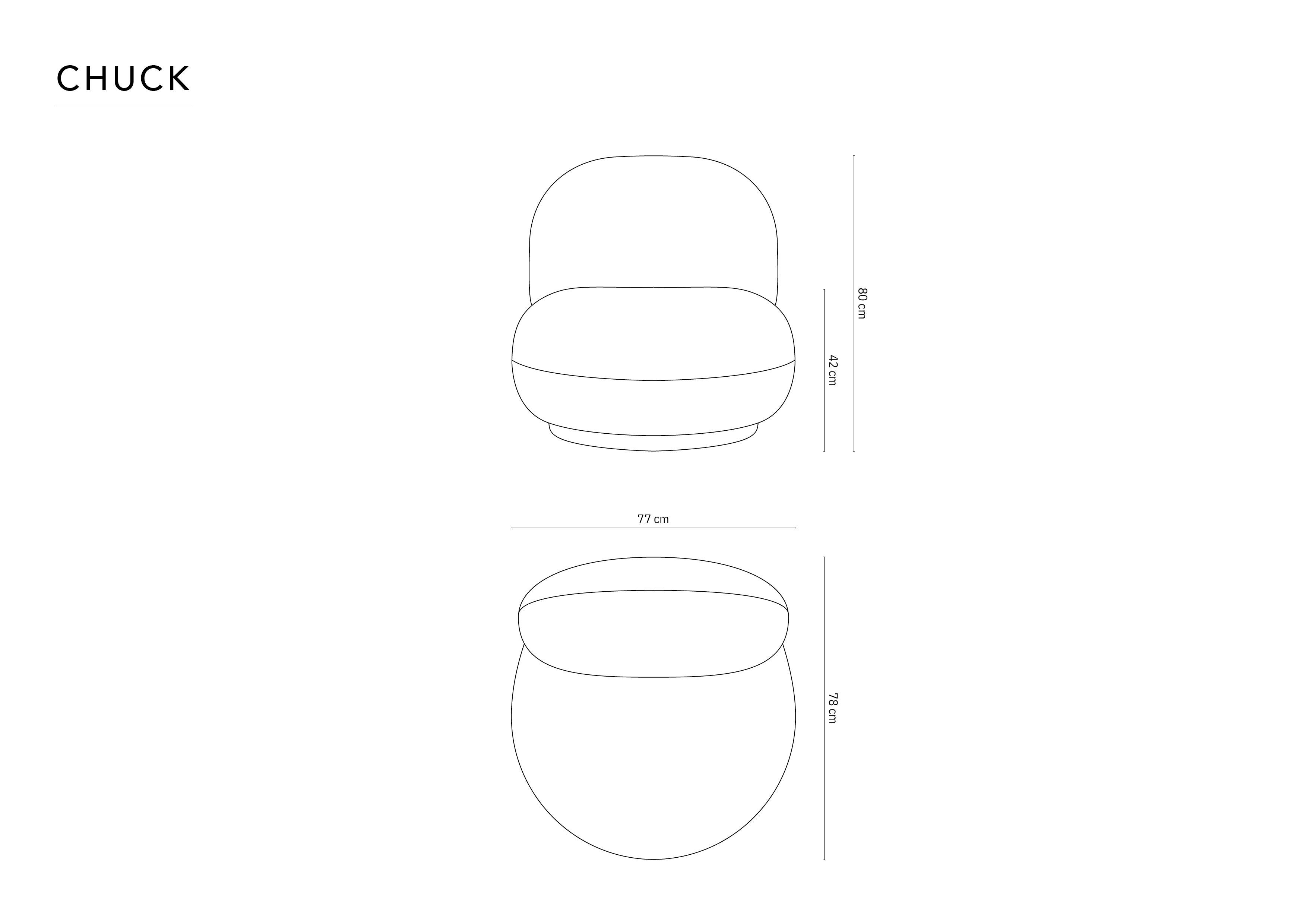 Fotelj Chuck, 77x78cm, Material: Bukle