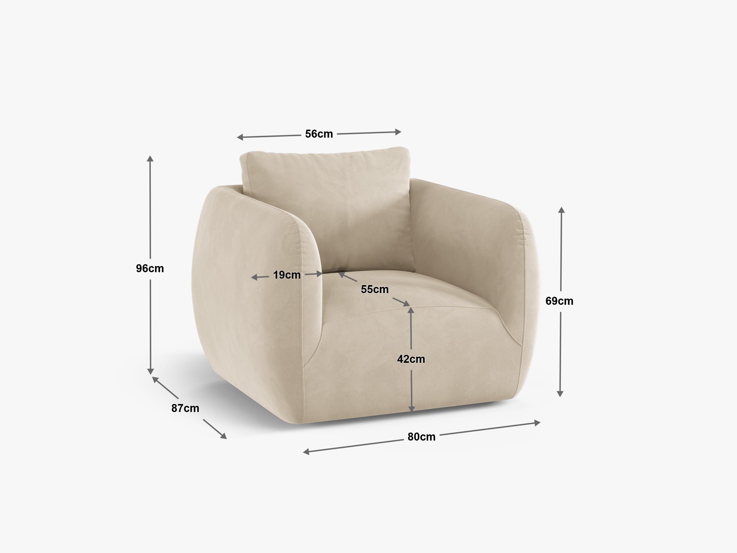 Fotelja Letizia, 86x83cm, Material: Bouclé