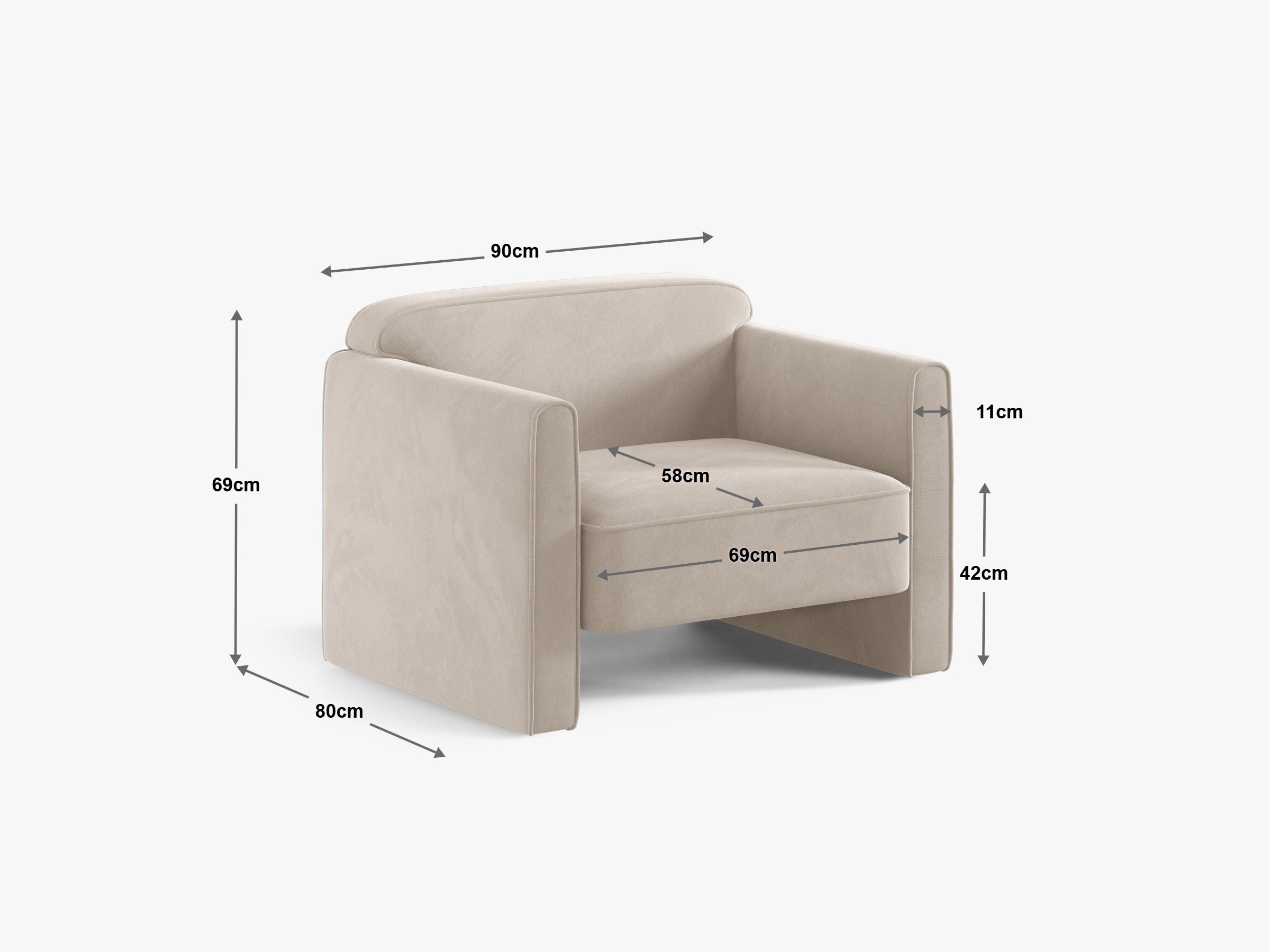 Fotelja Abby, 90x80cm, Material: žamet