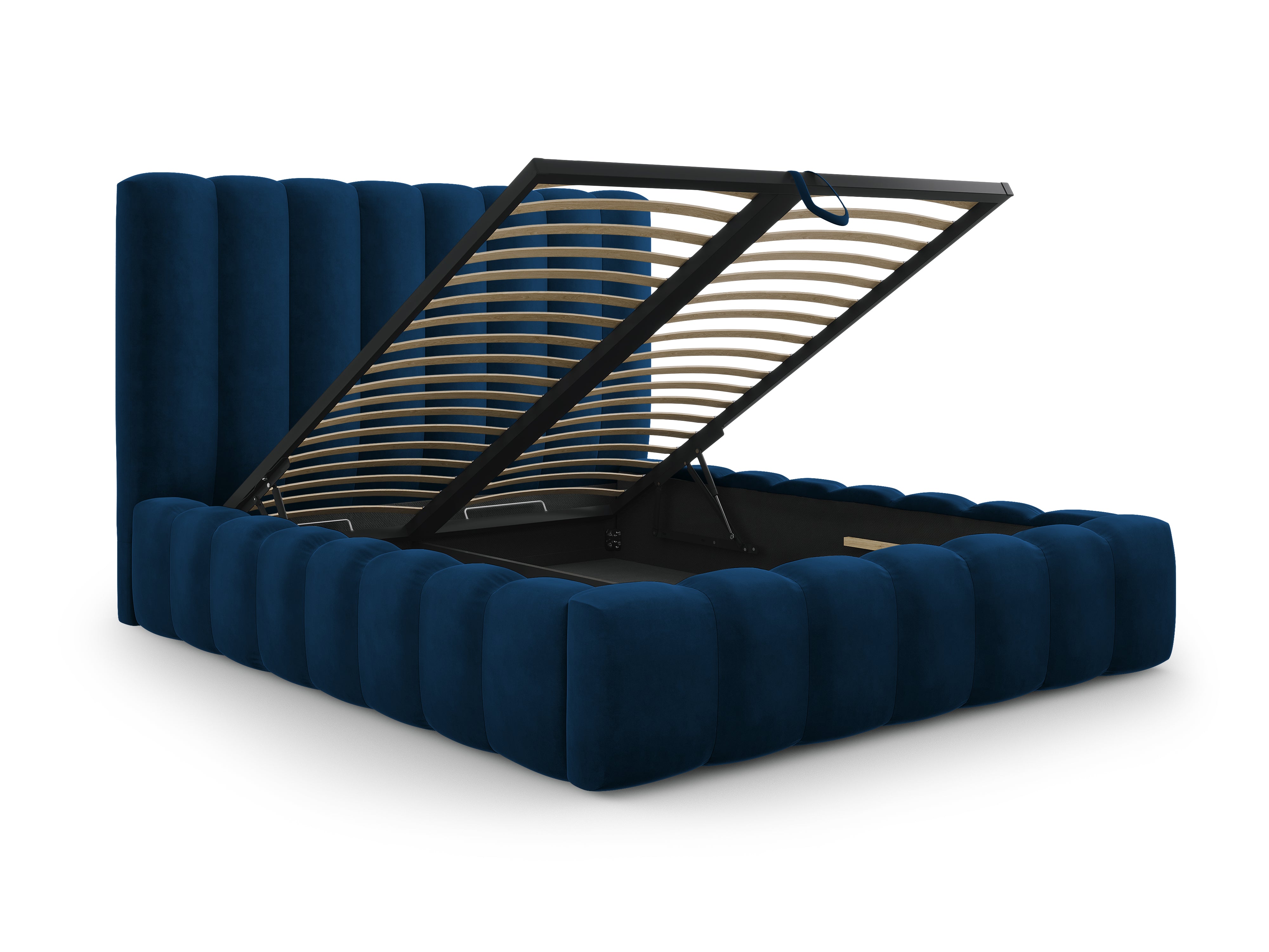 Posteljni okvir Kelp z vzglavjem in posodo za shranjevanje, Material: Žamet