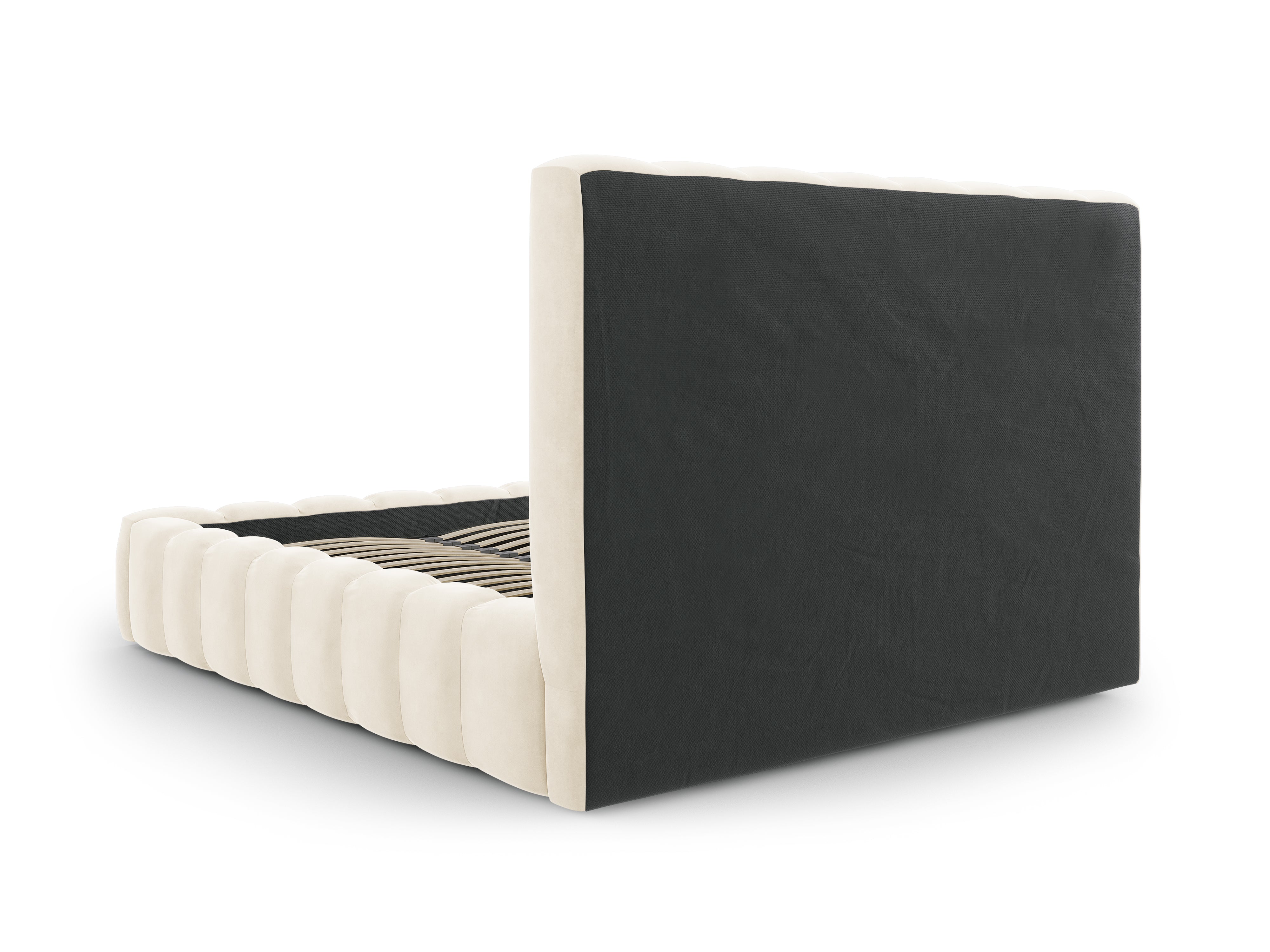 Posteljni okvir Kelp z vzglavjem in posodo za shranjevanje, Material: Žamet