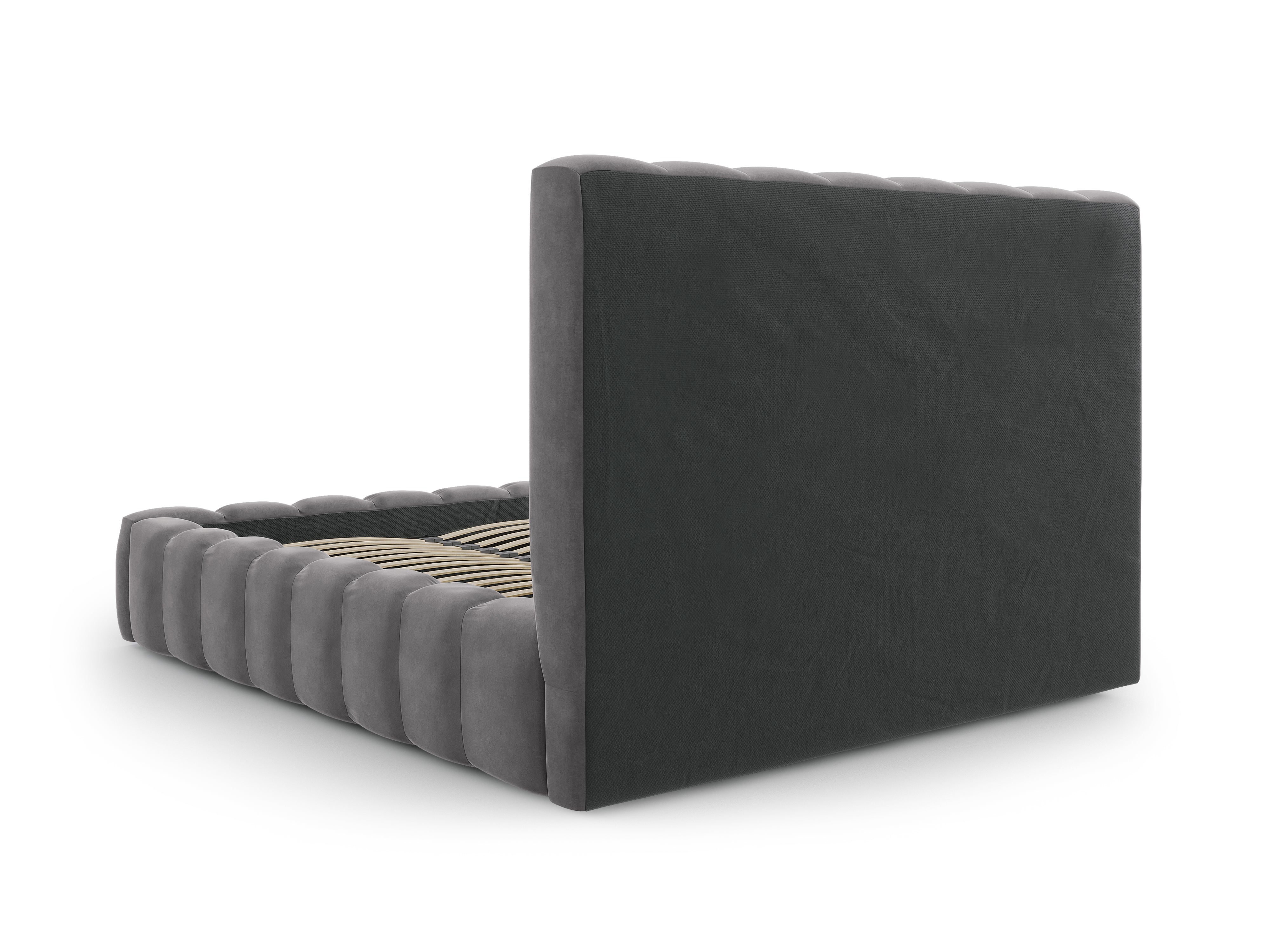 Posteljni okvir Kelp z vzglavjem in posodo za shranjevanje, Material: Žamet