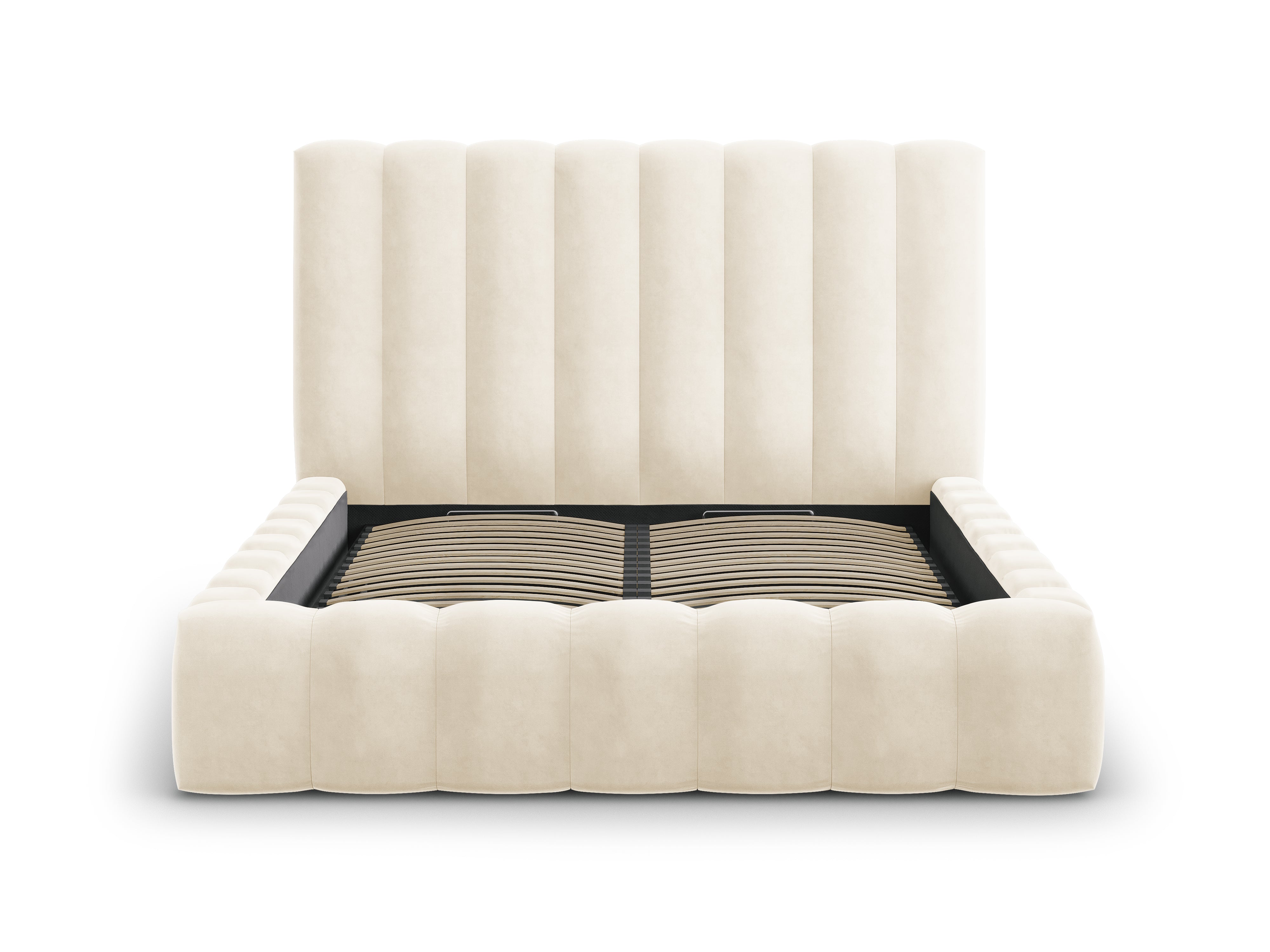 Posteljni okvir Kelp z vzglavjem in posodo za shranjevanje, Material: Žamet