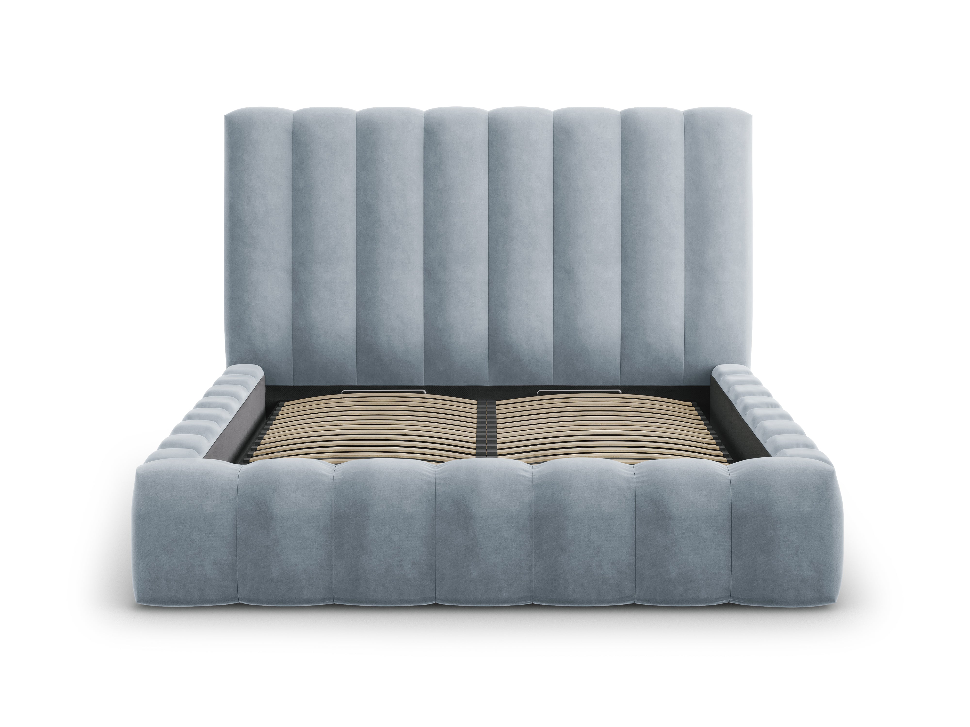 Posteljni okvir Kelp z vzglavjem in posodo za shranjevanje, Material: Žamet