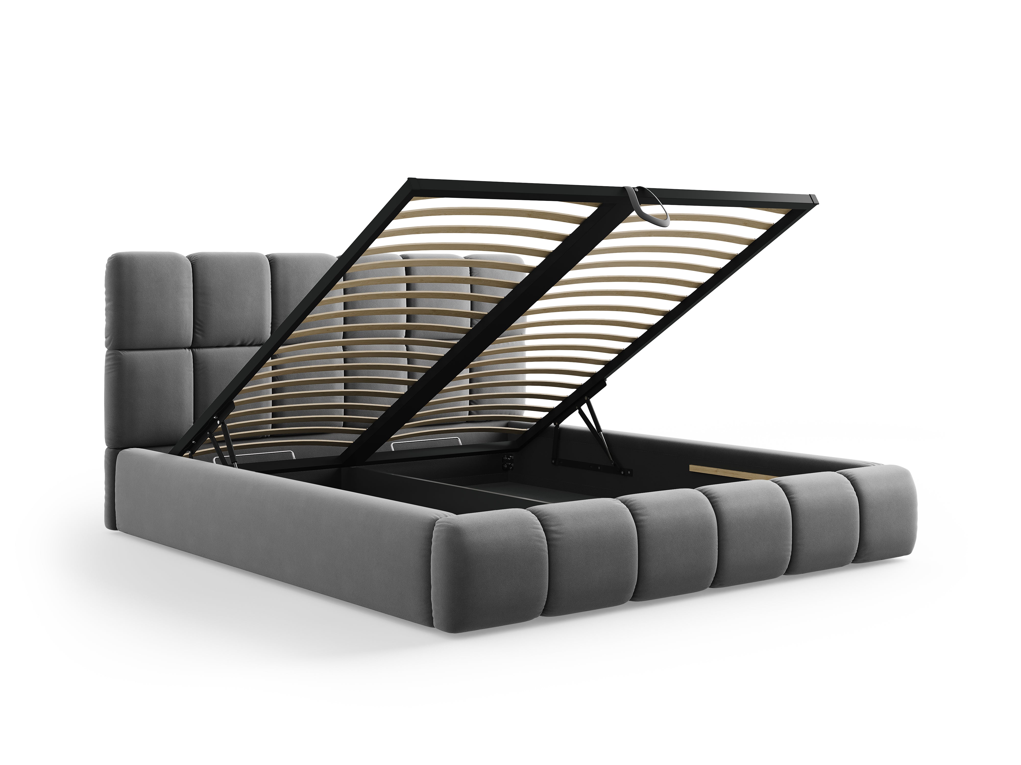 Postelja Bellis s shranjevalno posodo, Material: Žamet