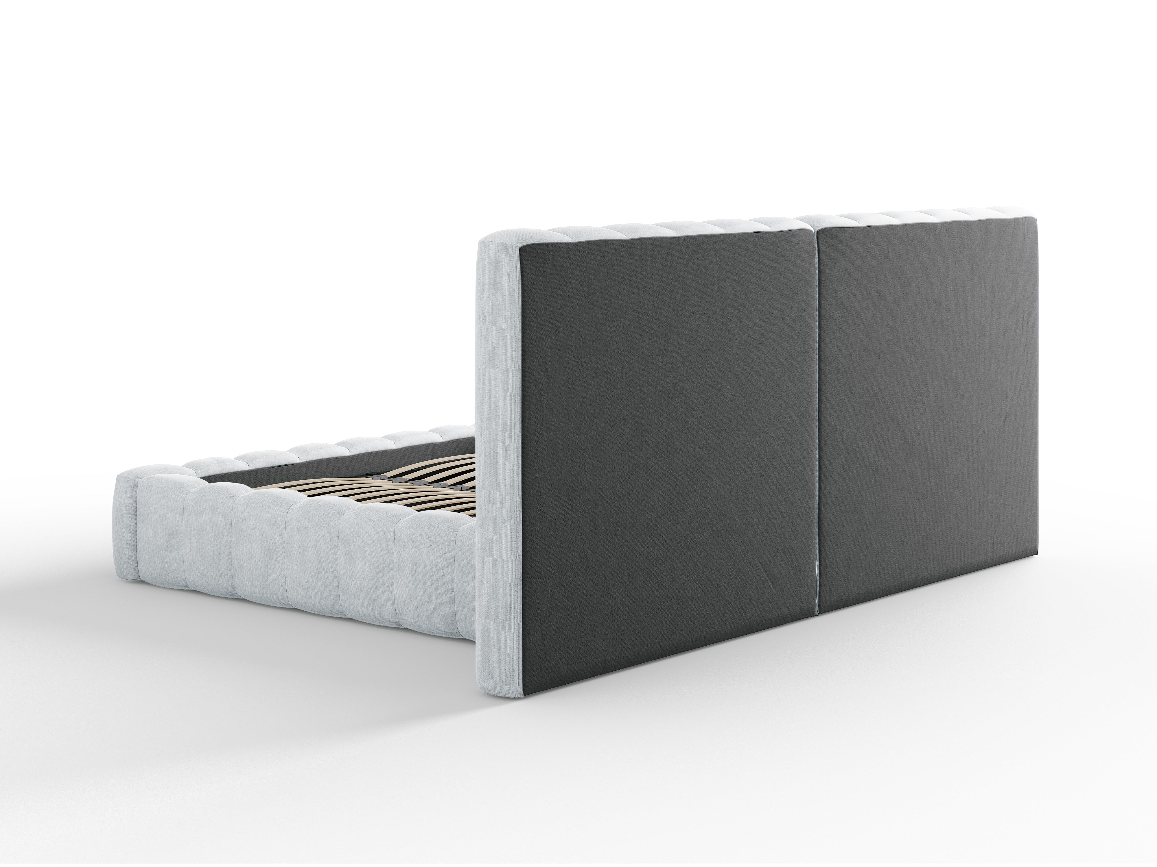 Postelja Kelp z dvojnim vzglavjem in predalom za shranjevanje, Material: Strukturirana tkanina