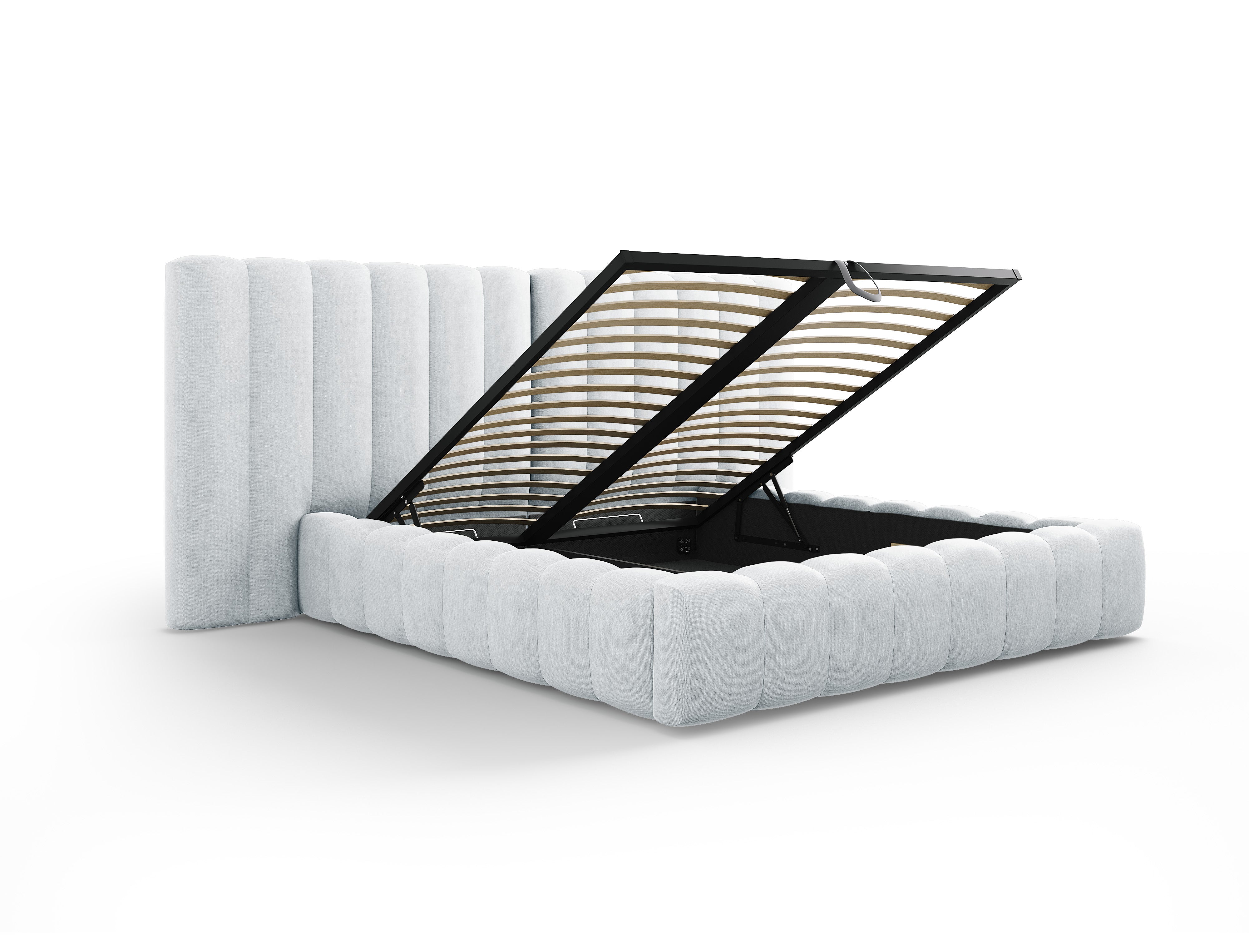 Postelja Kelp z dvojnim vzglavjem in predalom za shranjevanje, Material: Strukturirana tkanina