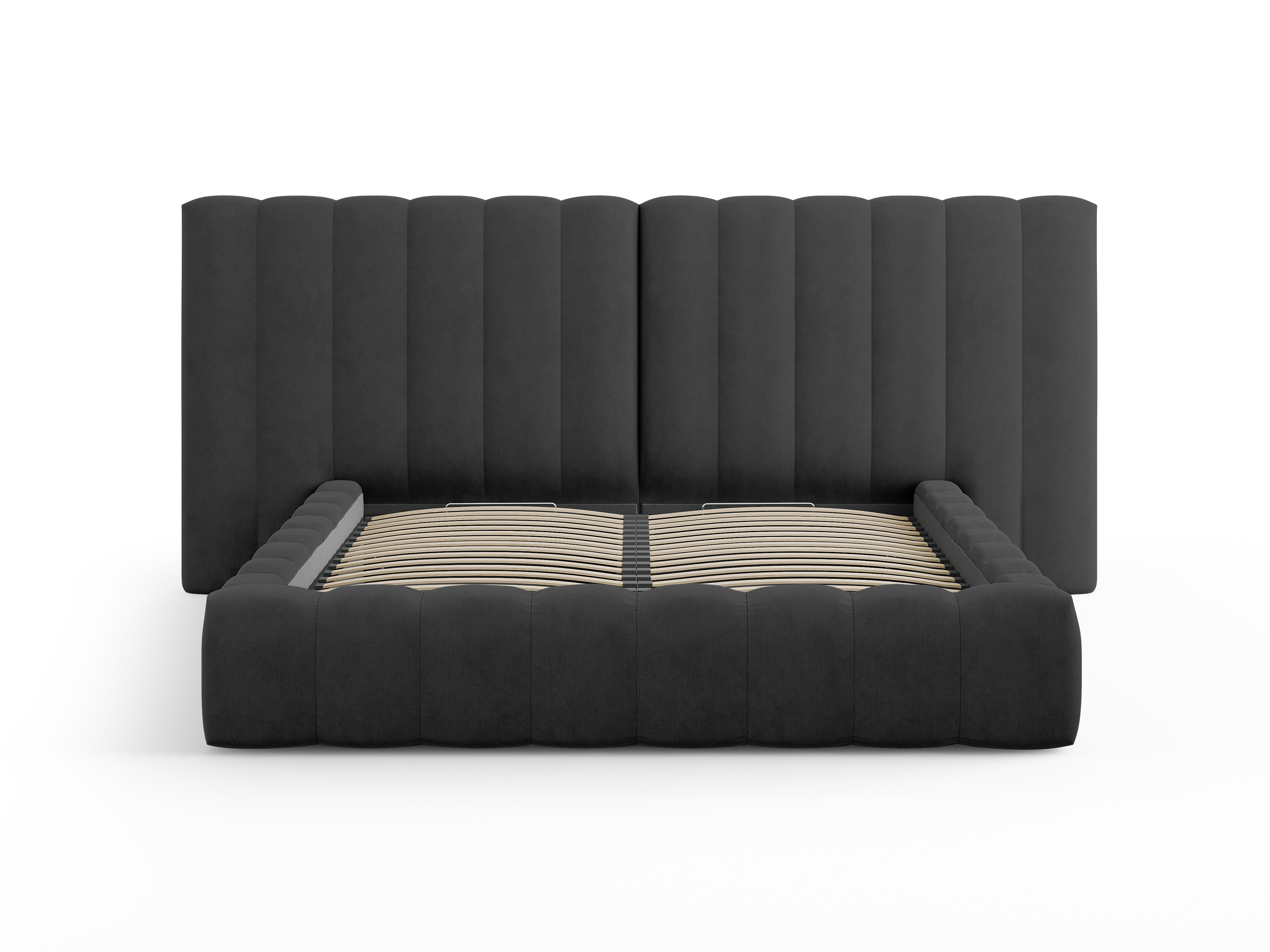 Postelja Kelp z dvojnim vzglavjem in predalom za shranjevanje, Material: Strukturirana tkanina