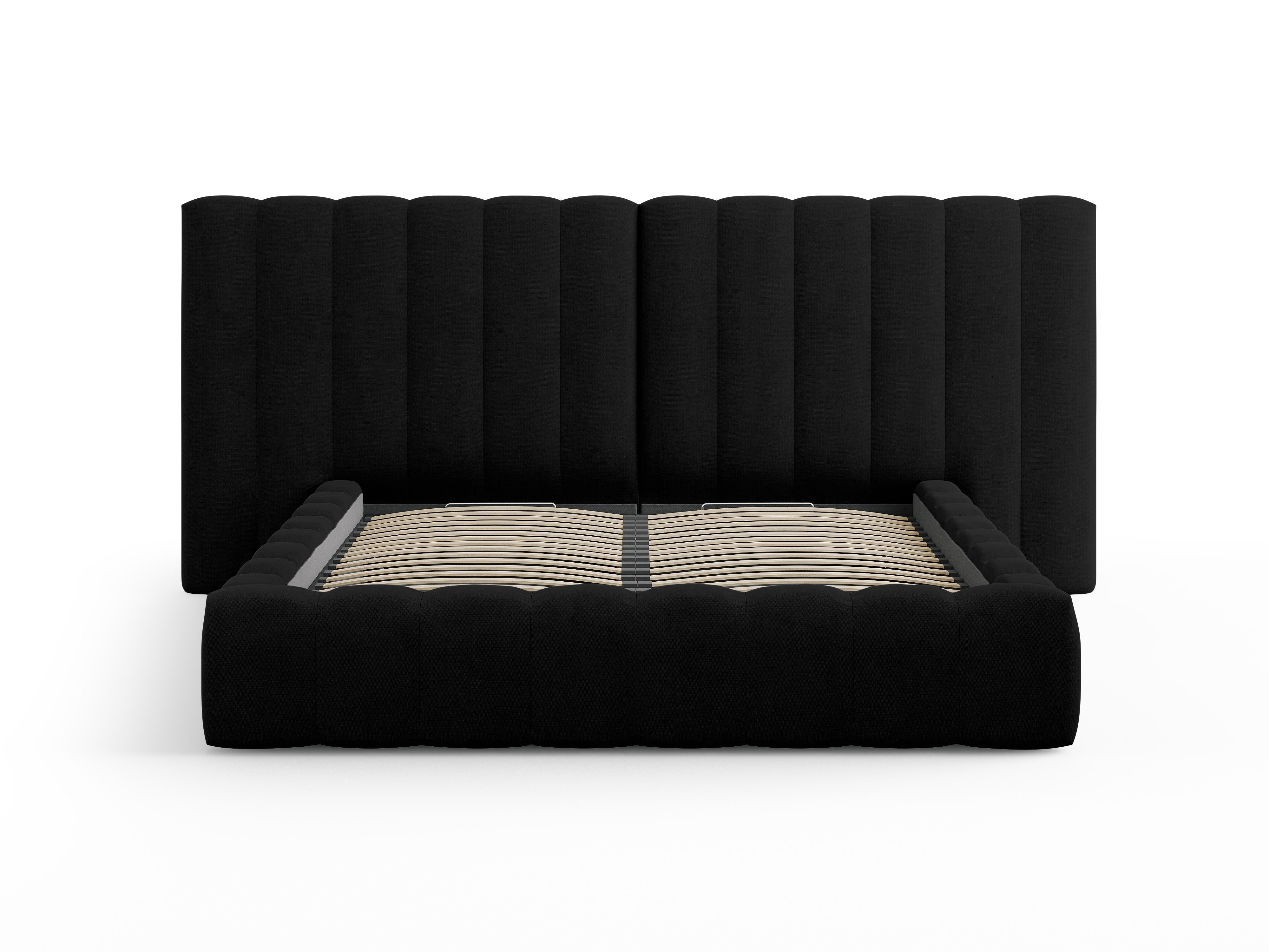 Postelja Kelp z dvojnim vzglavjem in predalom za shranjevanje, Material: Strukturirana tkanina