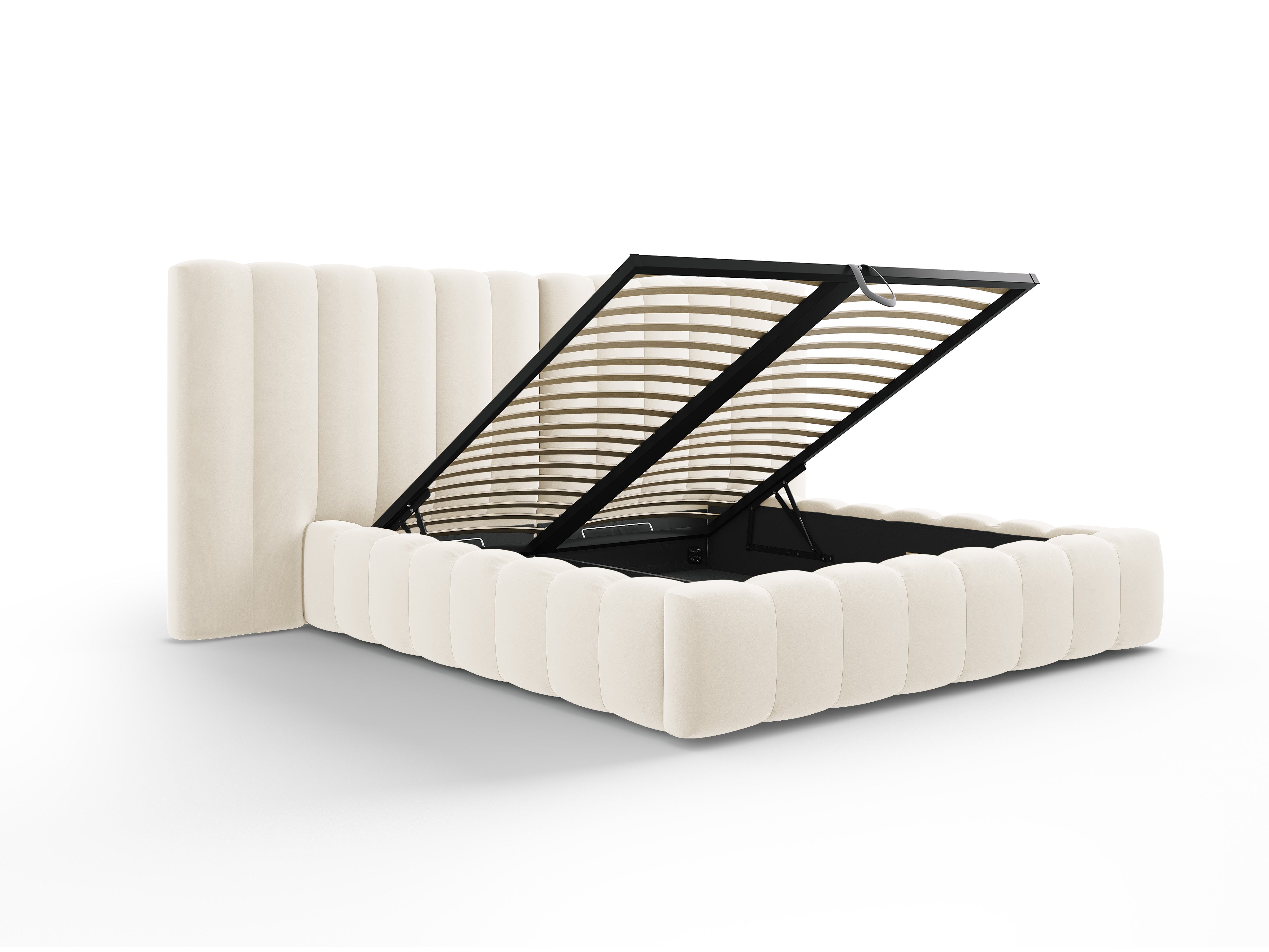 Postelja Kelp z dvojnim vzglavjem in shrambo, Material: Žamet