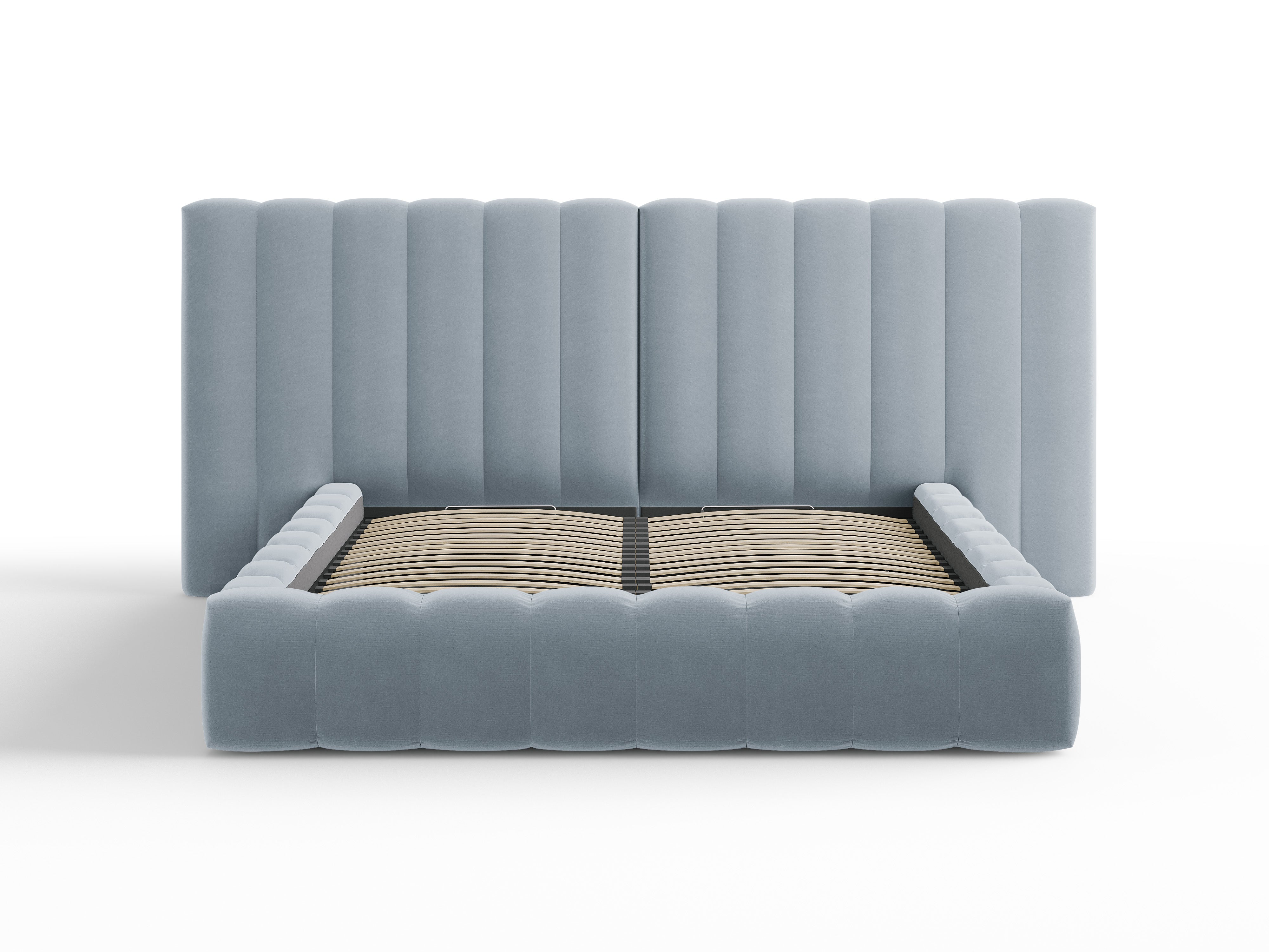 Postelja Kelp z dvojnim vzglavjem in shrambo, Material: Žamet