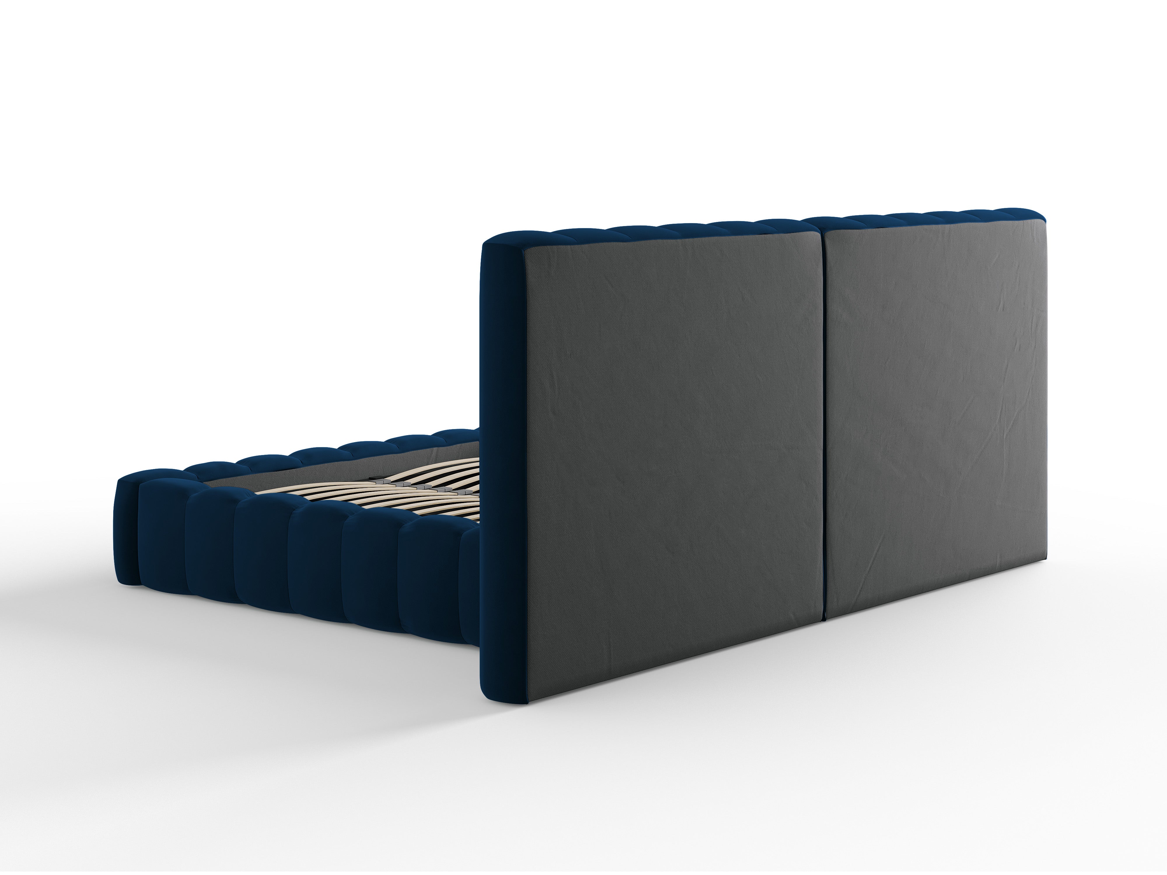 Postelja Kelp z dvojnim vzglavjem in shrambo, Material: Žamet