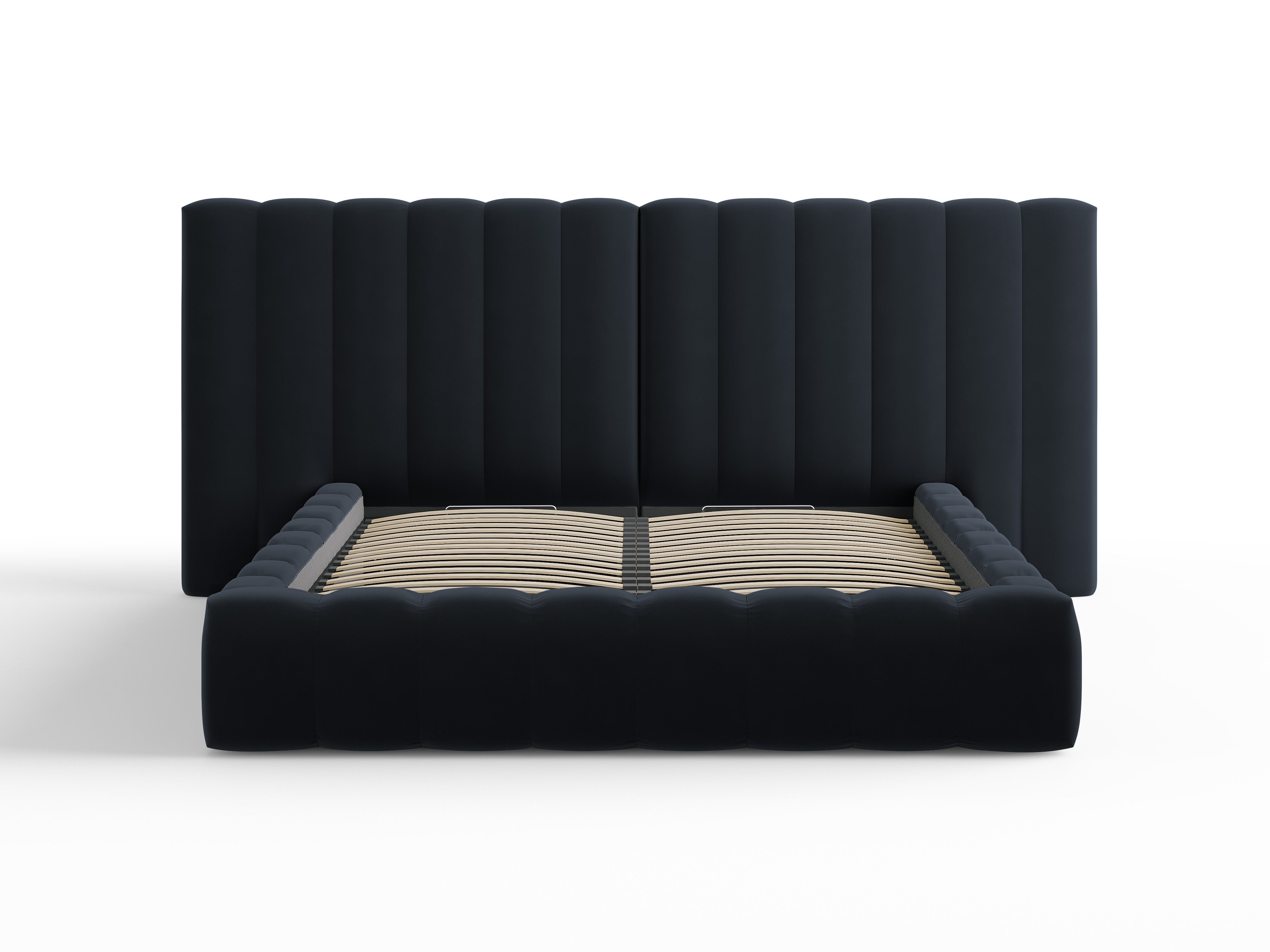 Postelja Kelp z dvojnim vzglavjem in shrambo, Material: Žamet