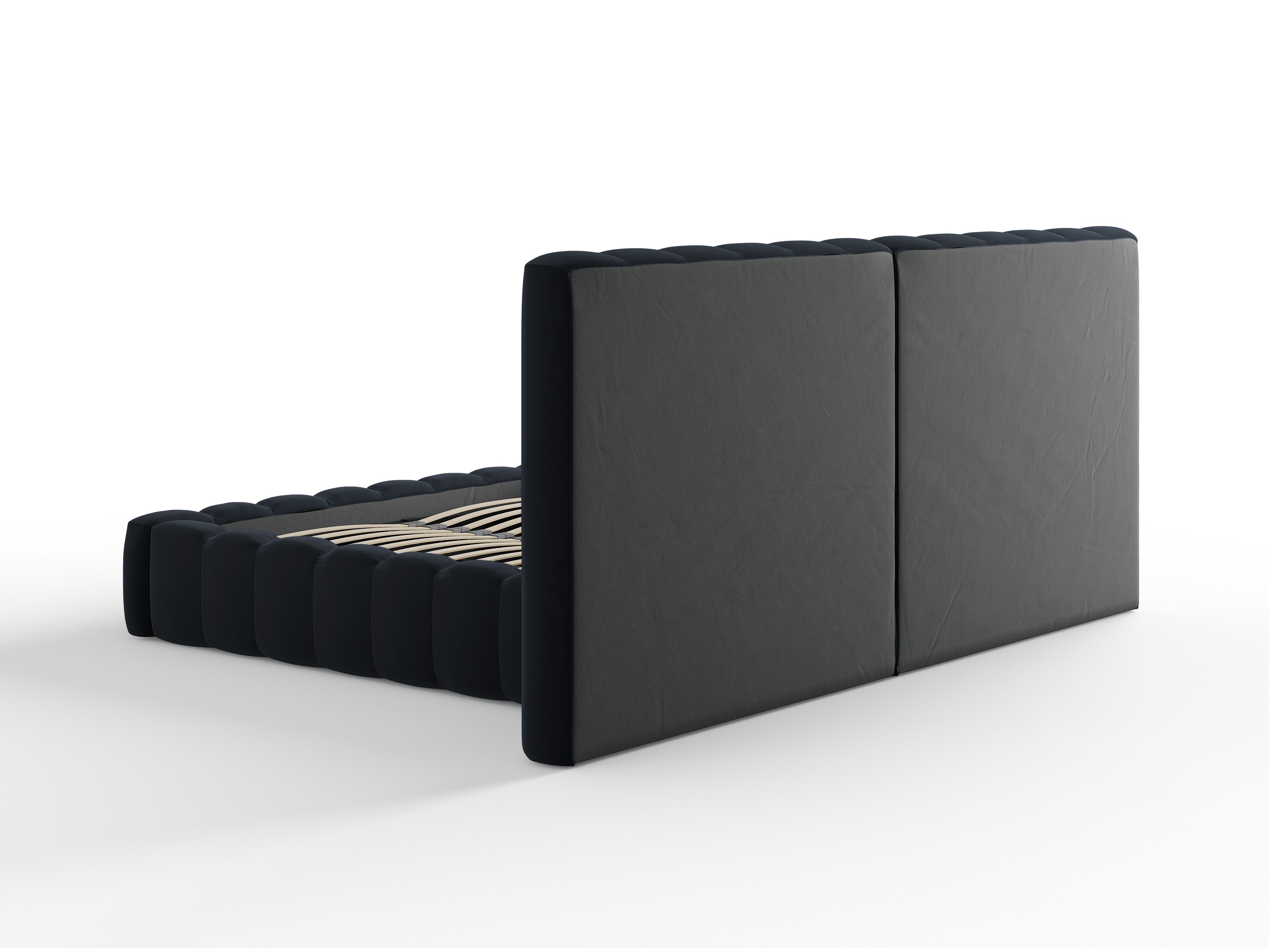 Postelja Kelp z dvojnim vzglavjem in shrambo, Material: Žamet