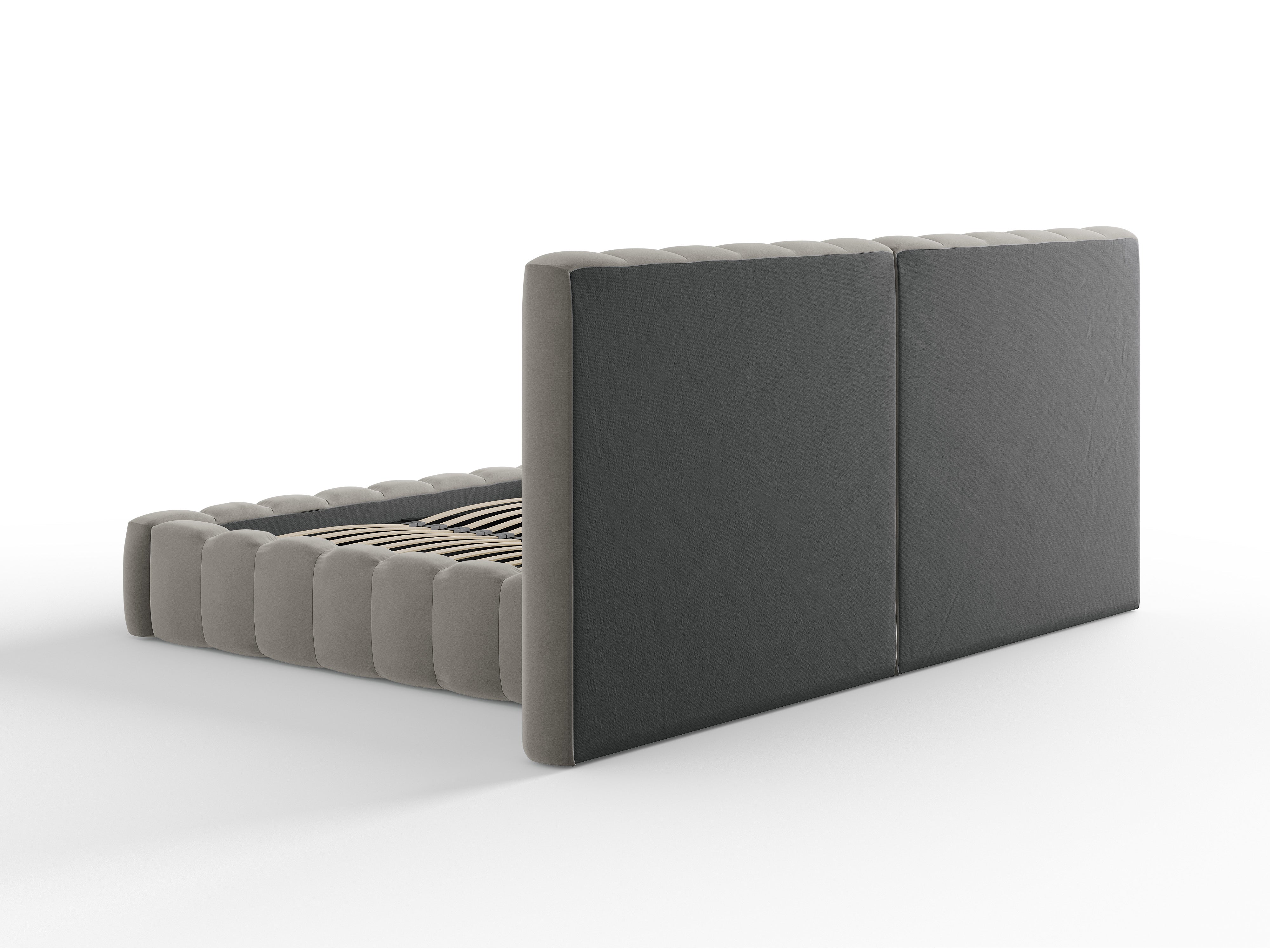 Postelja Kelp z dvojnim vzglavjem in shrambo, Material: Žamet