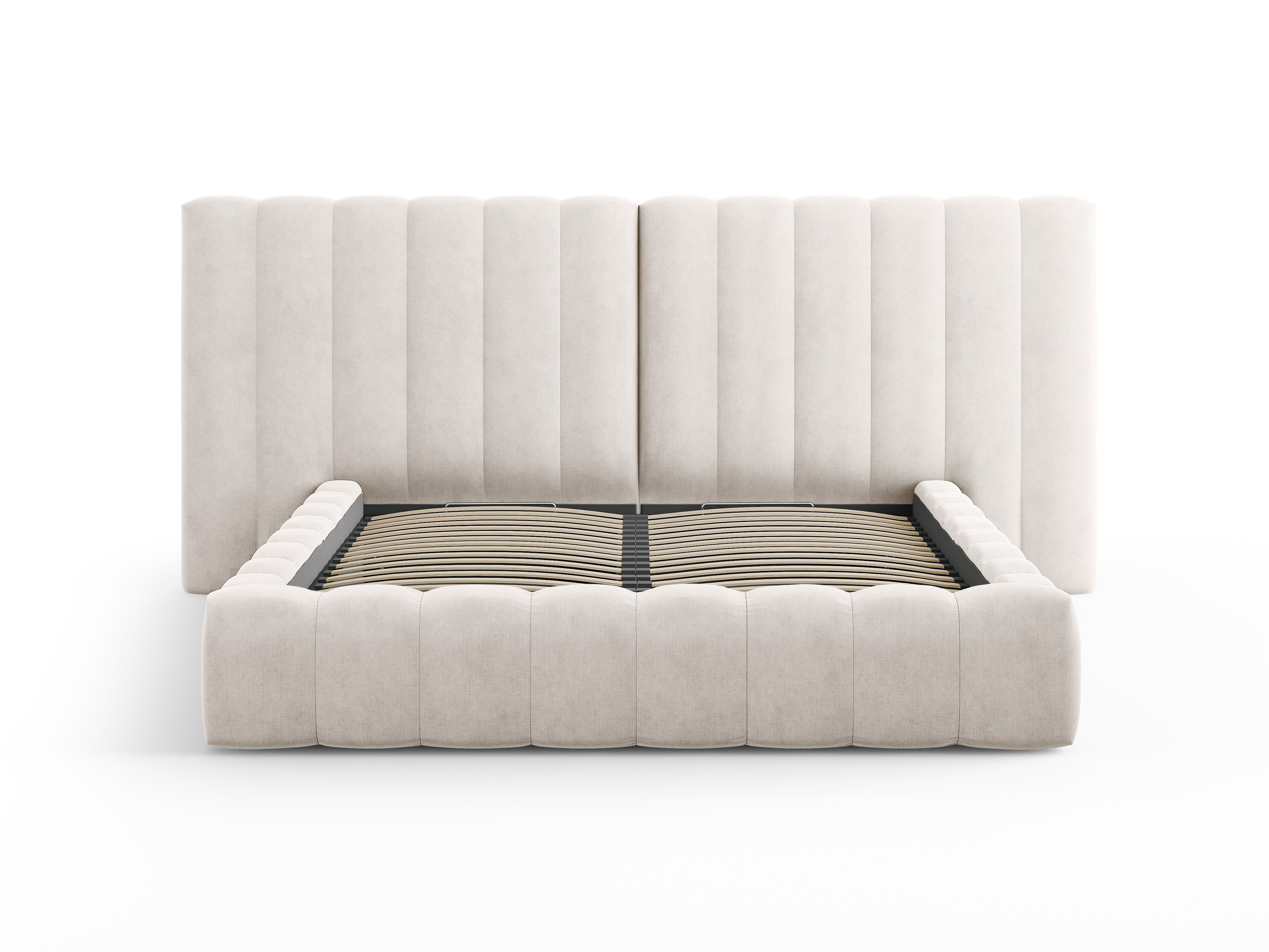 Postelja Kelp z dvojnim vzglavjem in predalom za shranjevanje, Material: Strukturirana tkanina