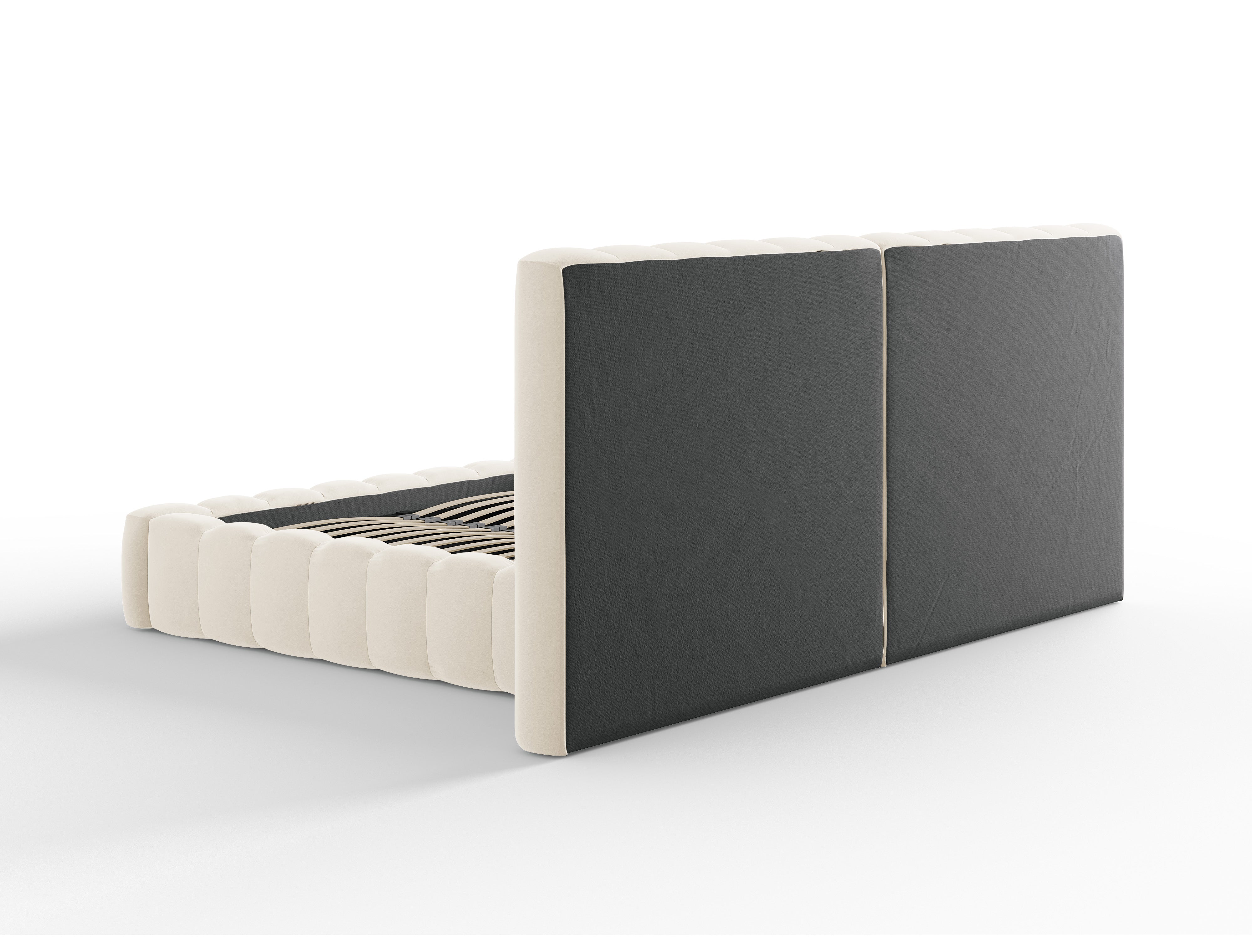 Postelja Kelp z dvojnim vzglavjem in shrambo, Material: Žamet