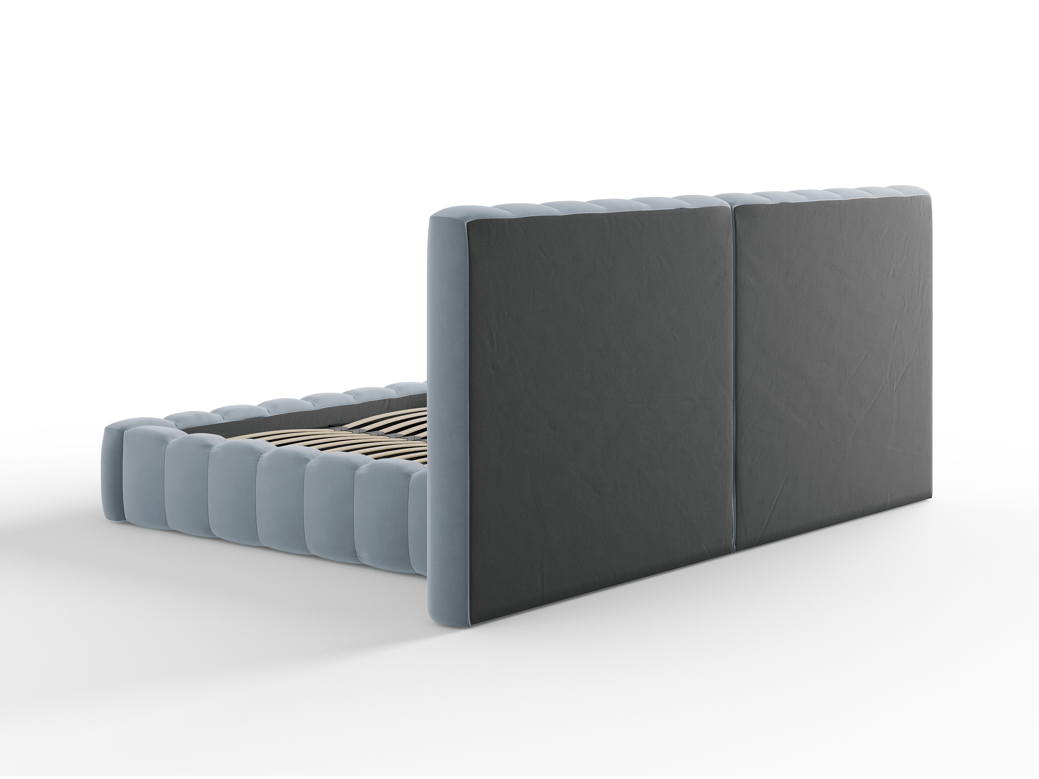 Postelja Kelp z dvojnim vzglavjem in shrambo, Material: Žamet