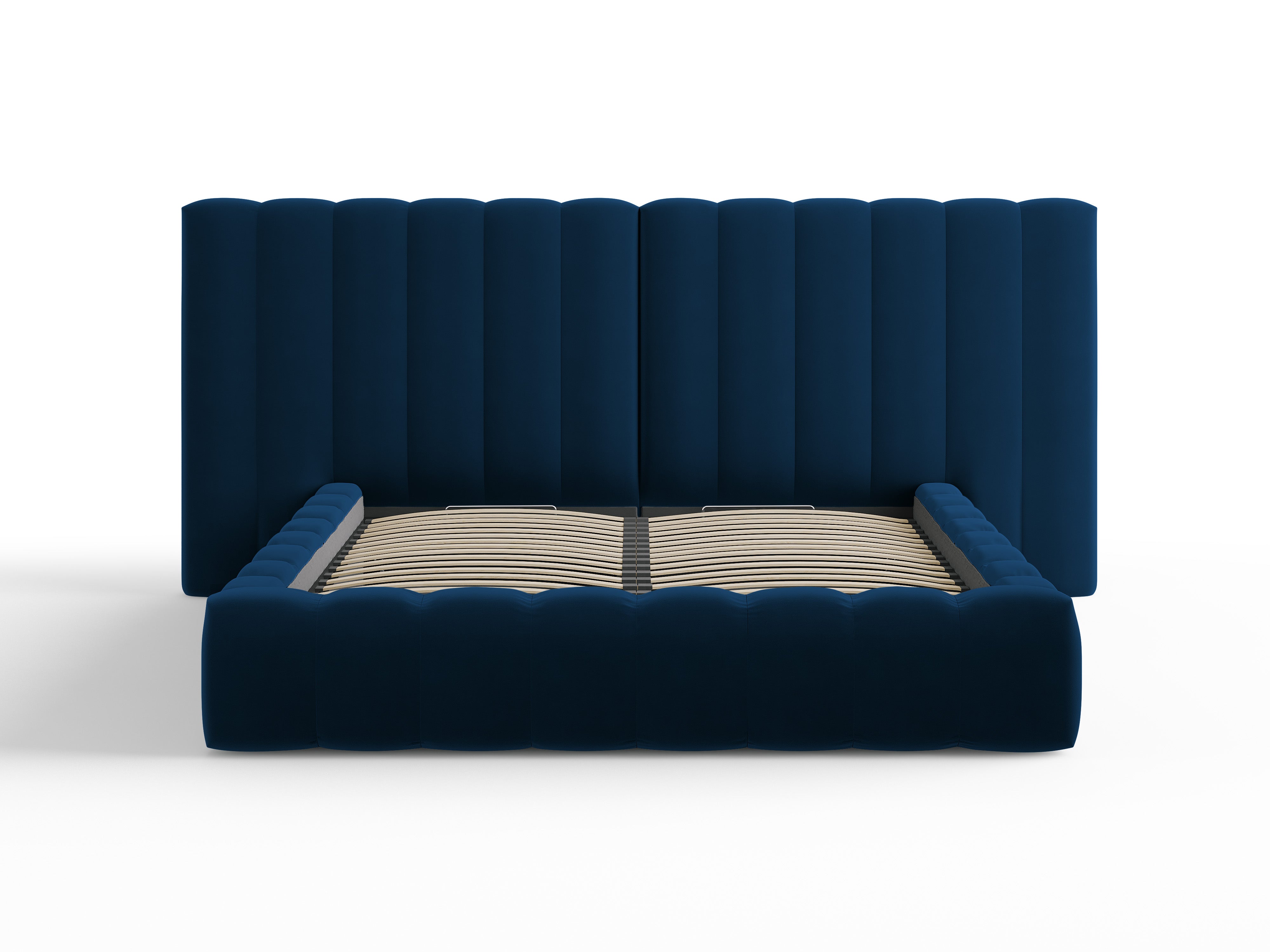 Postelja Kelp z dvojnim vzglavjem in shrambo, Material: Žamet