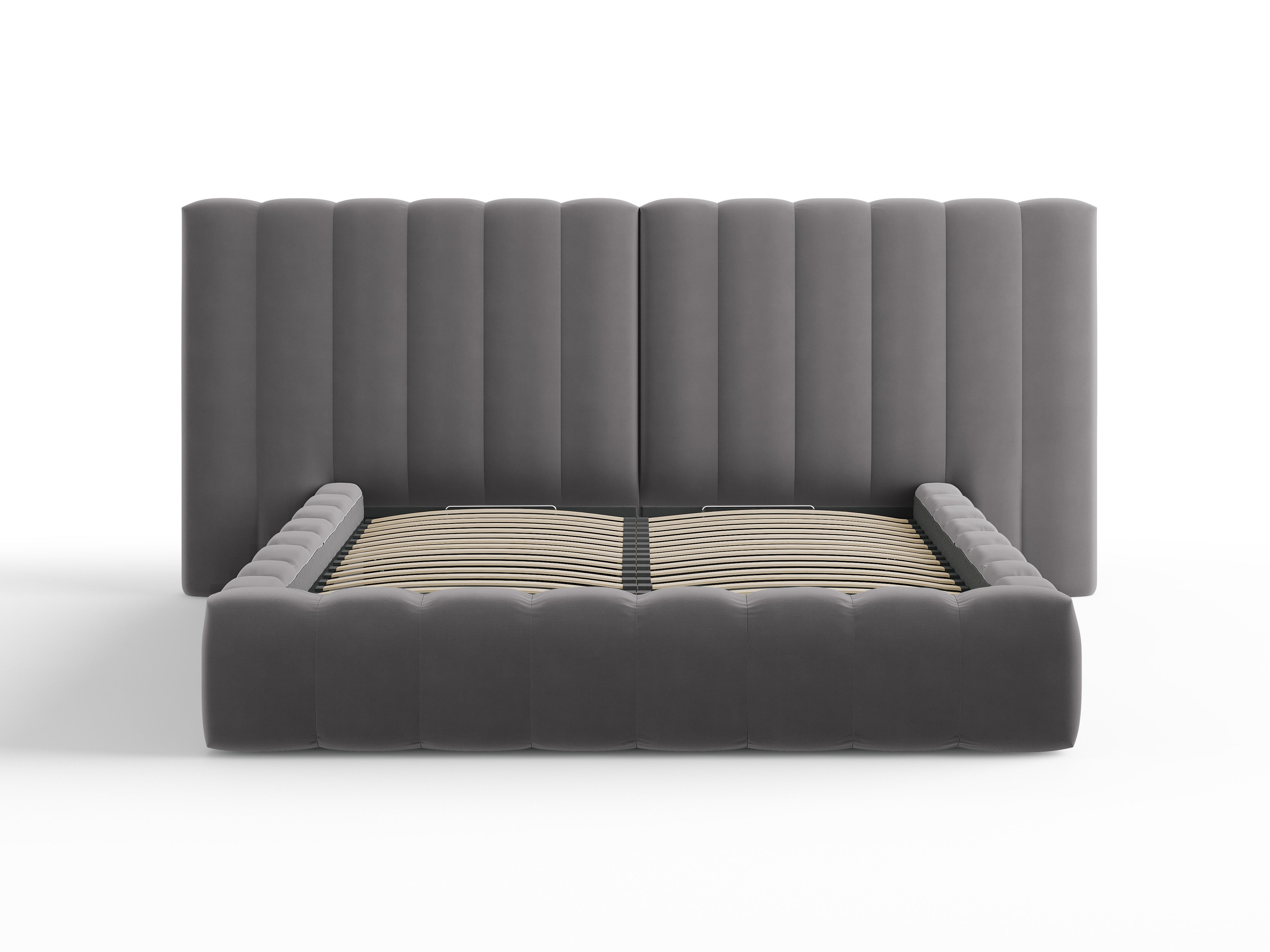 Postelja Kelp z dvojnim vzglavjem in shrambo, Material: Žamet