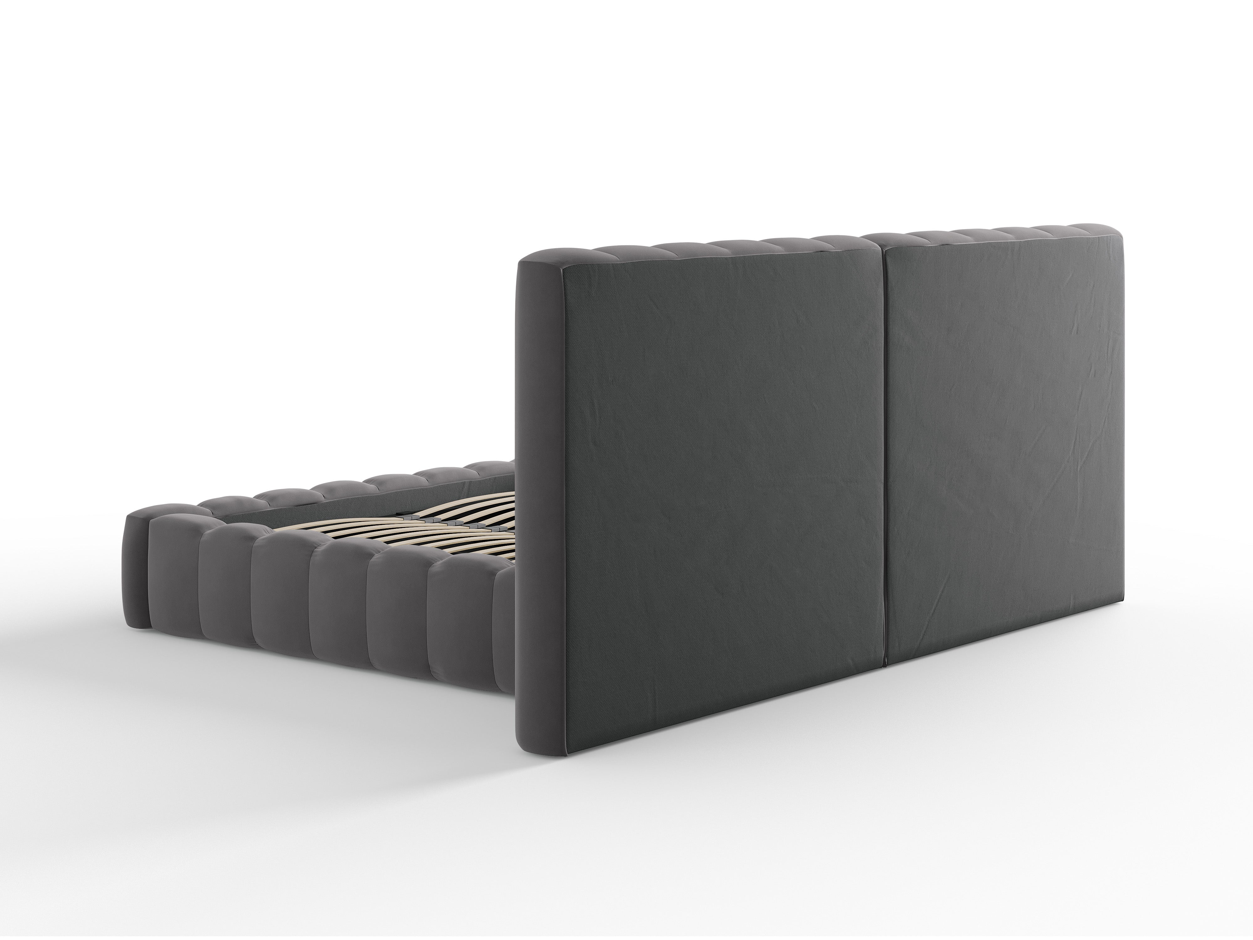 Postelja Kelp z dvojnim vzglavjem in shrambo, Material: Žamet