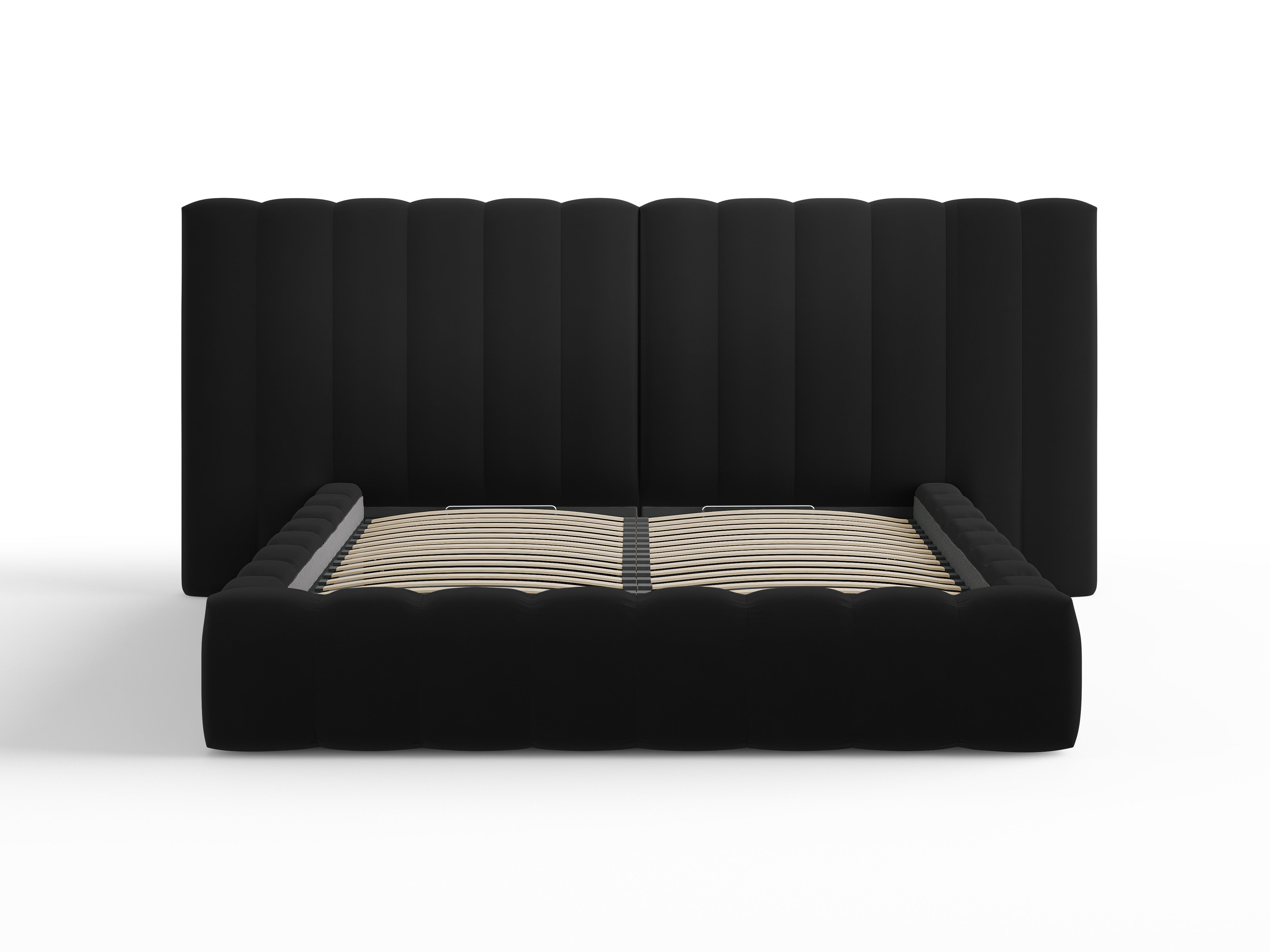 Postelja Kelp z dvojnim vzglavjem in shrambo, Material: Žamet