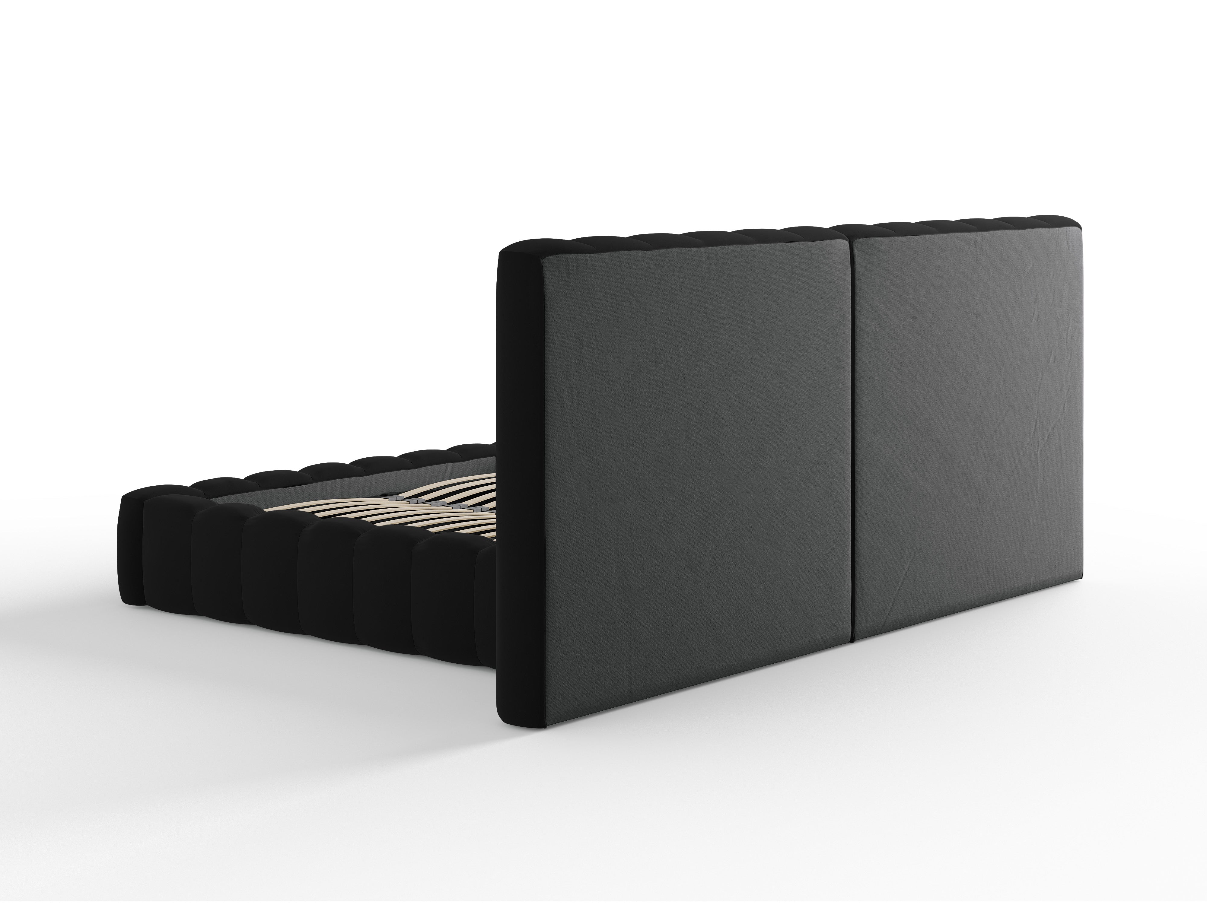 Postelja Kelp z dvojnim vzglavjem in shrambo, Material: Žamet