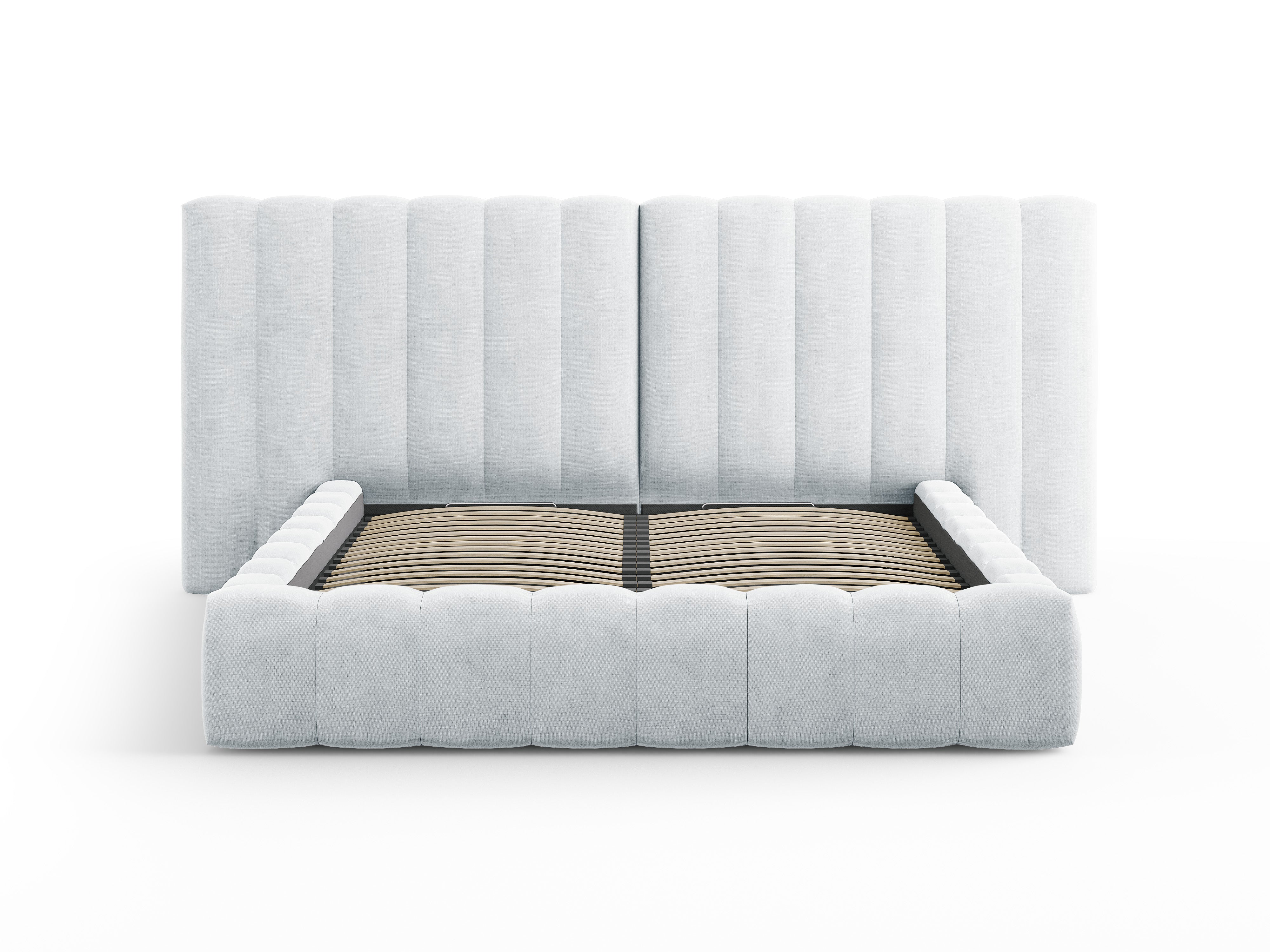 Postelja Kelp z dvojnim vzglavjem in predalom za shranjevanje, Material: Strukturirana tkanina