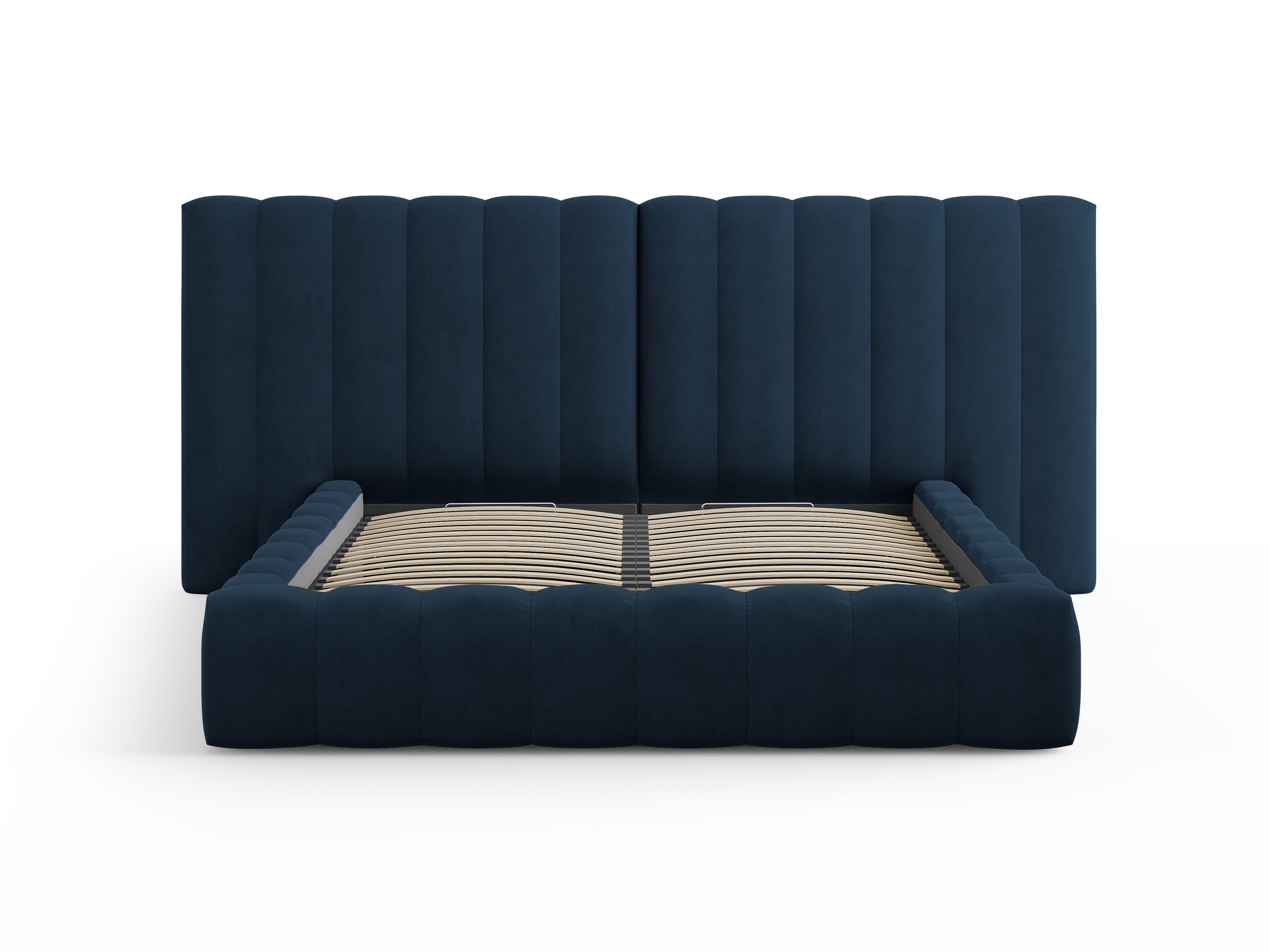 Postelja Kelp z dvojnim vzglavjem in predalom za shranjevanje, Material: Strukturirana tkanina