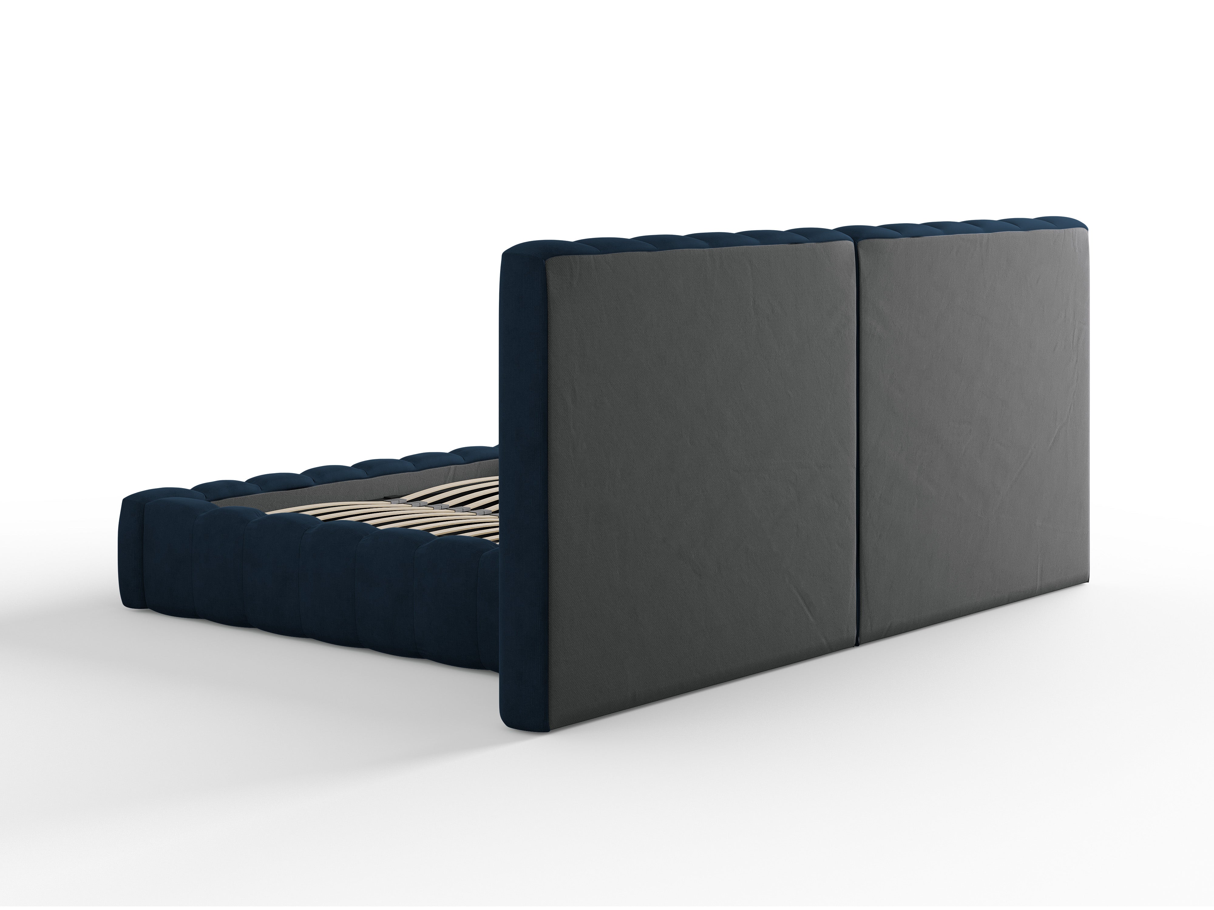 Postelja Kelp z dvojnim vzglavjem in predalom za shranjevanje, Material: Strukturirana tkanina