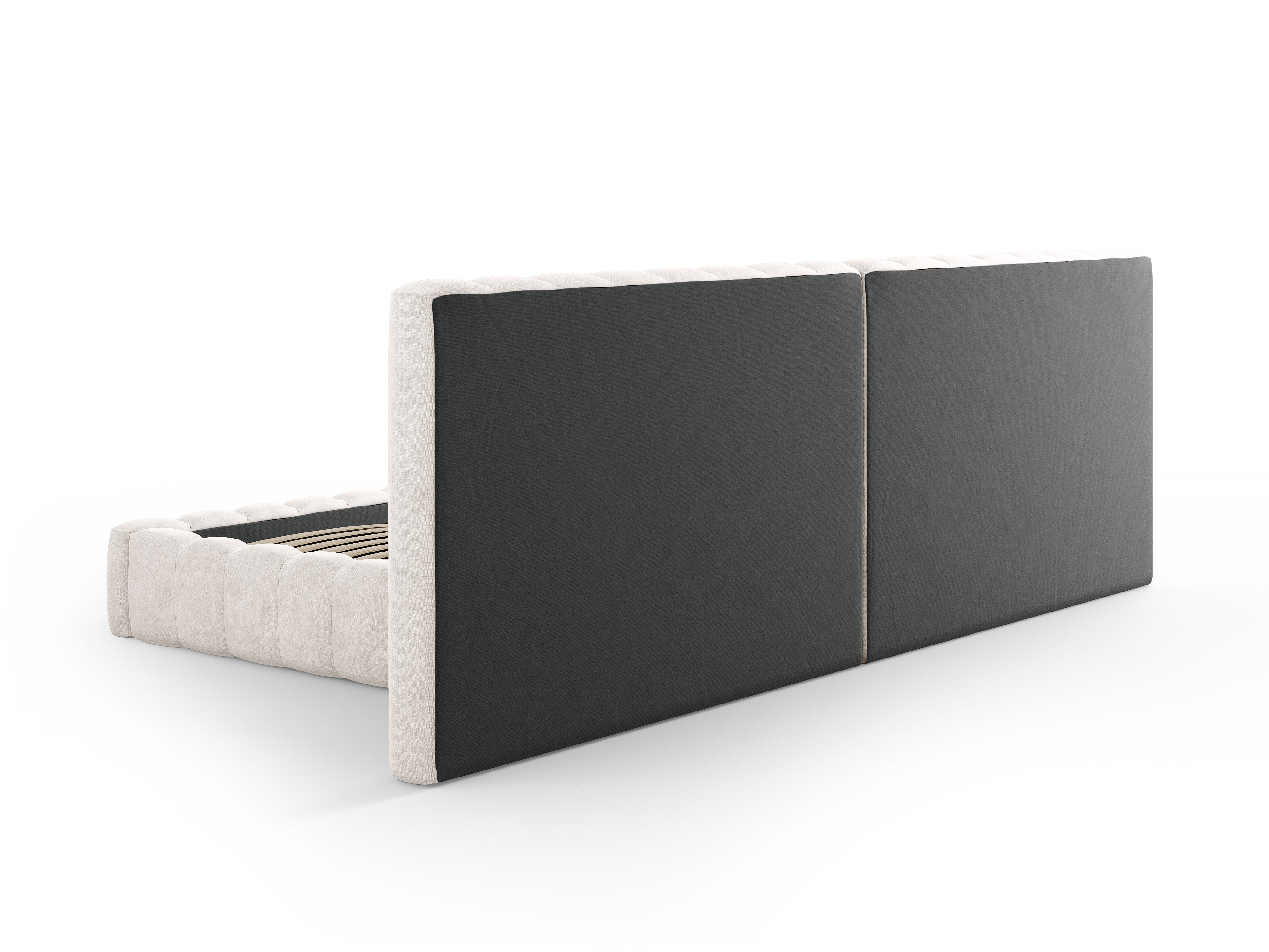 Postelja Kelp z dvojnim vzglavjem in predalom za shranjevanje, Material: Strukturirana tkanina