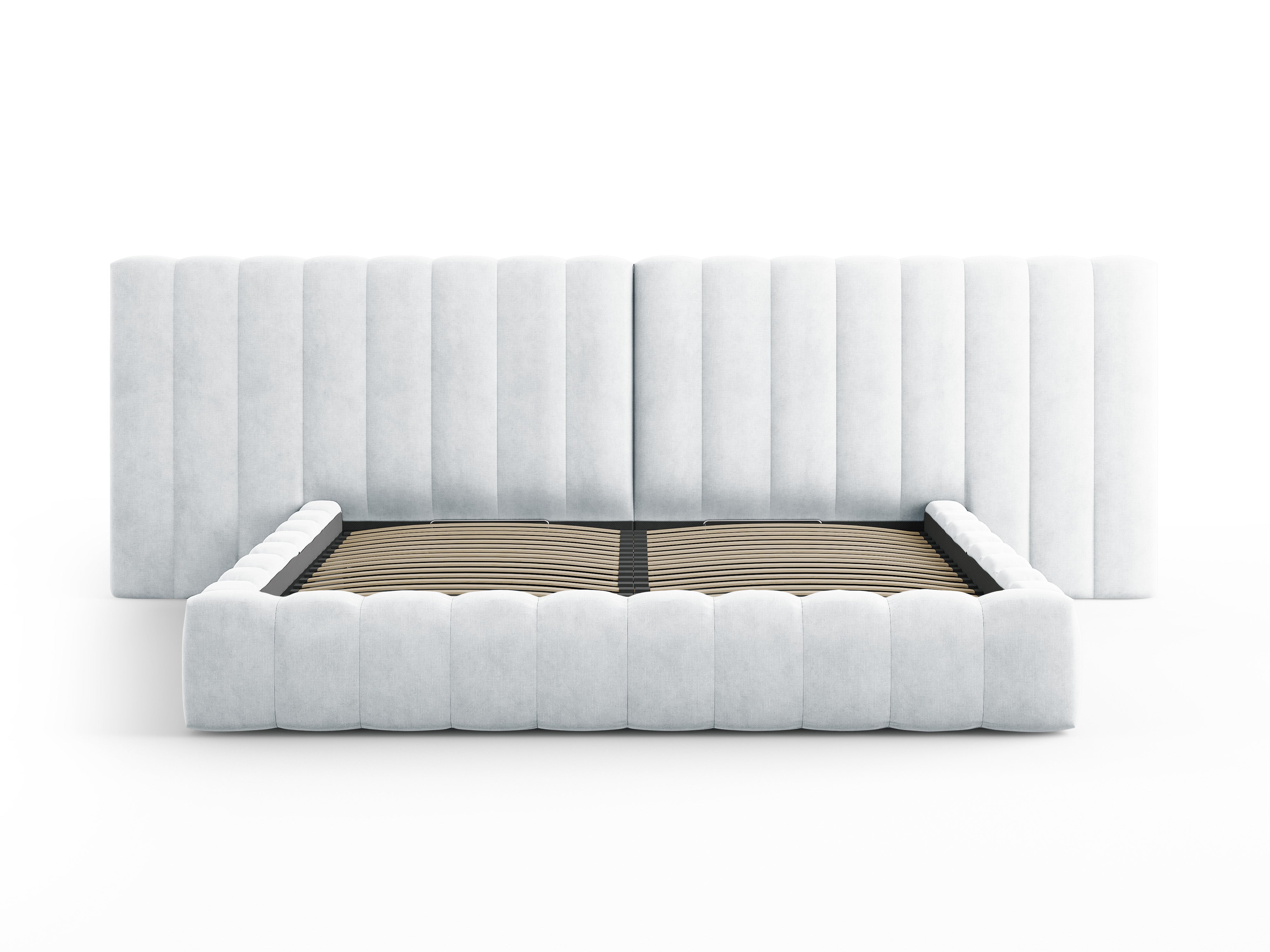 Postelja Kelp z dvojnim vzglavjem in predalom za shranjevanje, Material: Strukturirana tkanina