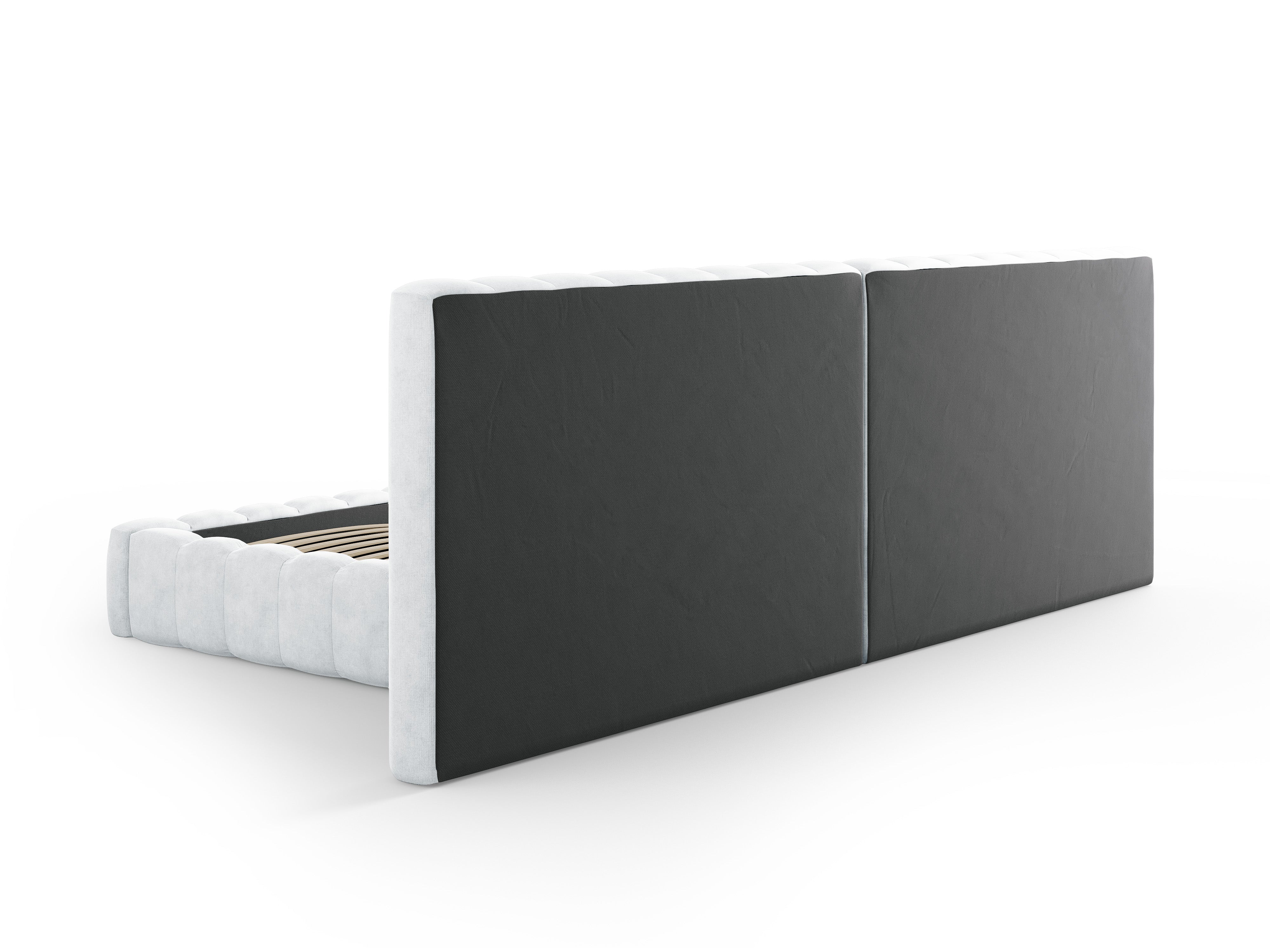 Postelja Kelp z dvojnim vzglavjem in predalom za shranjevanje, Material: Strukturirana tkanina