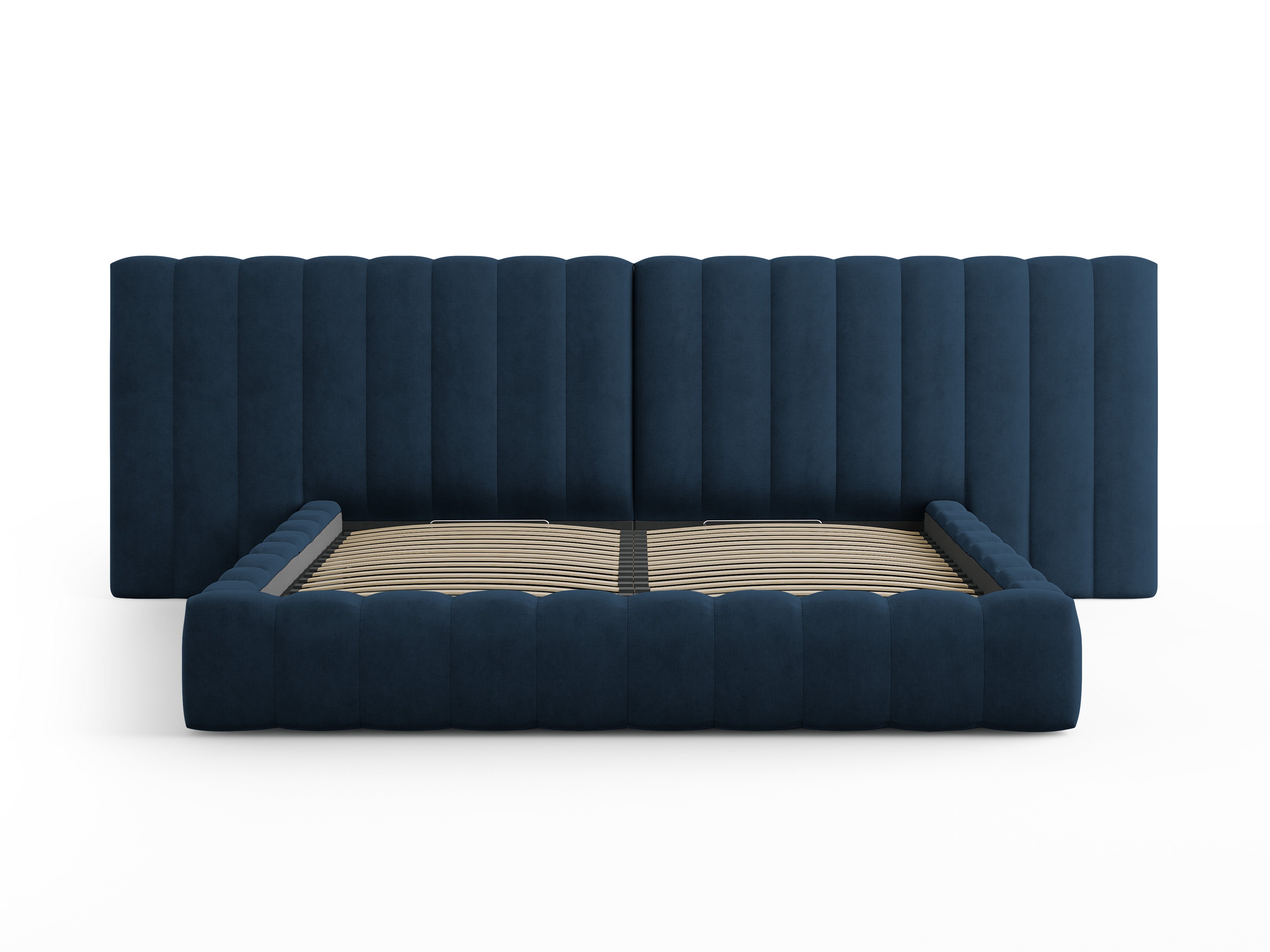 Postelja Kelp z dvojnim vzglavjem in predalom za shranjevanje, Material: Strukturirana tkanina