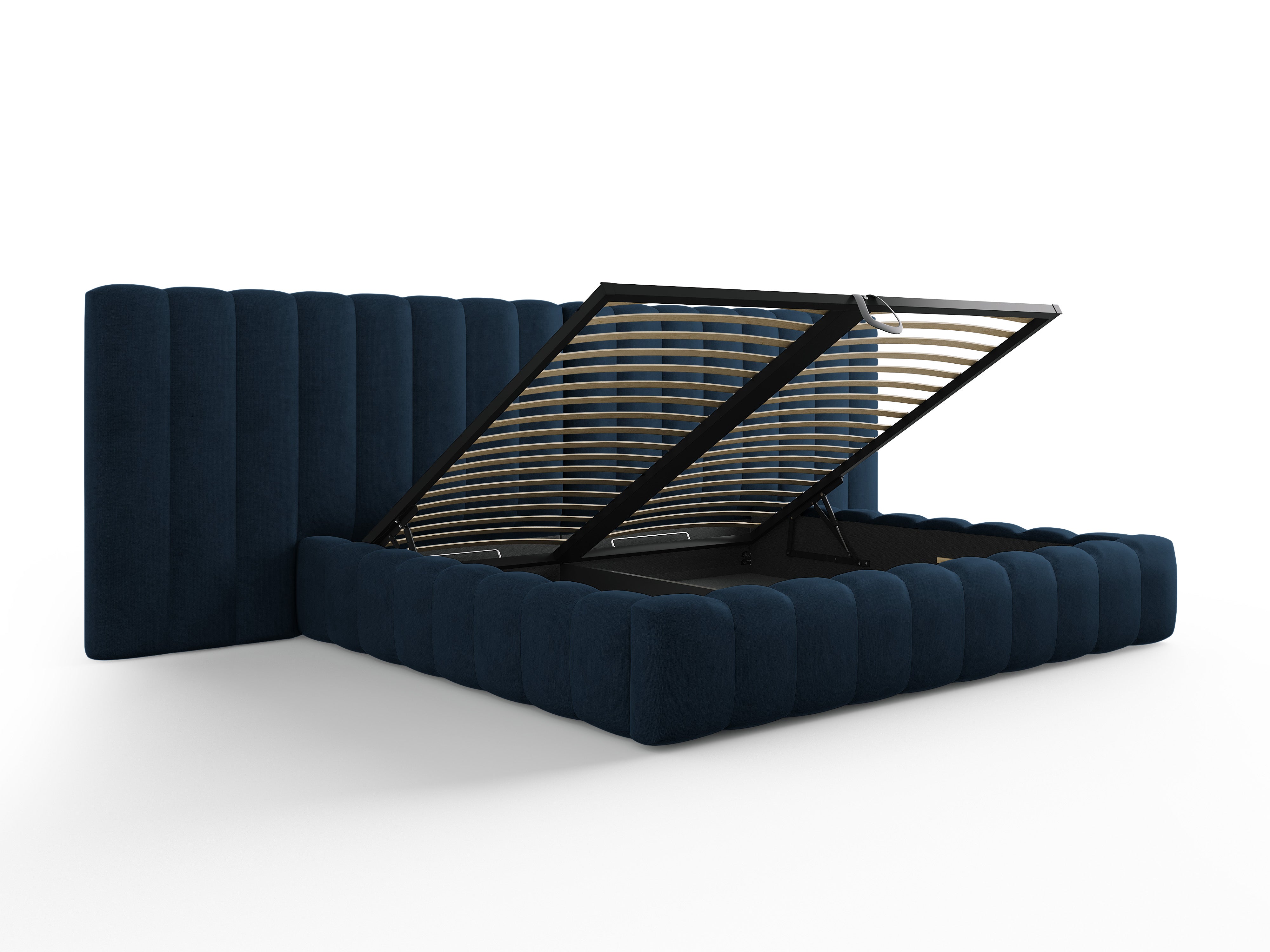 Postelja Kelp z dvojnim vzglavjem in predalom za shranjevanje, Material: Strukturirana tkanina