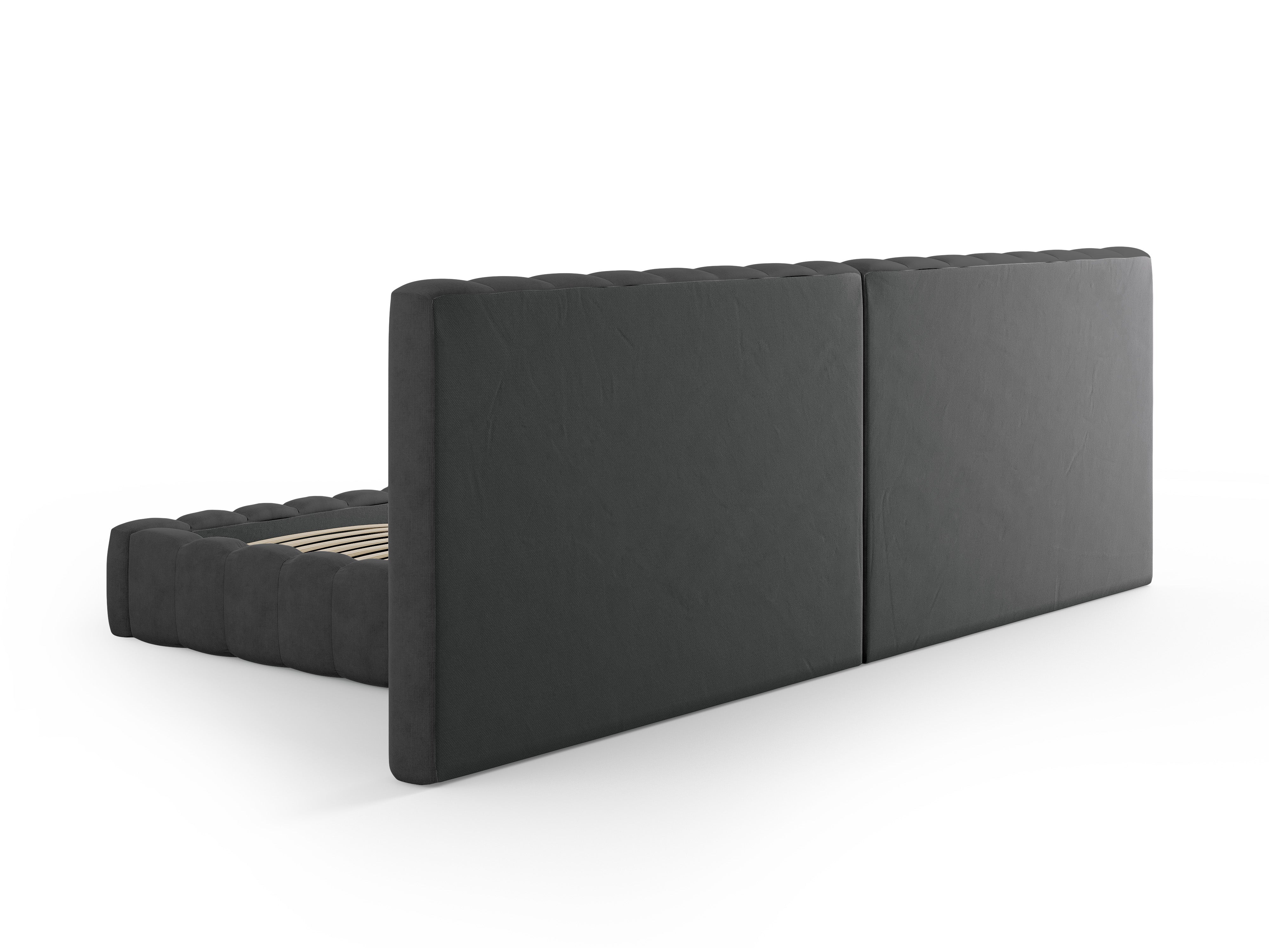 Postelja Kelp z dvojnim vzglavjem in predalom za shranjevanje, Material: Strukturirana tkanina