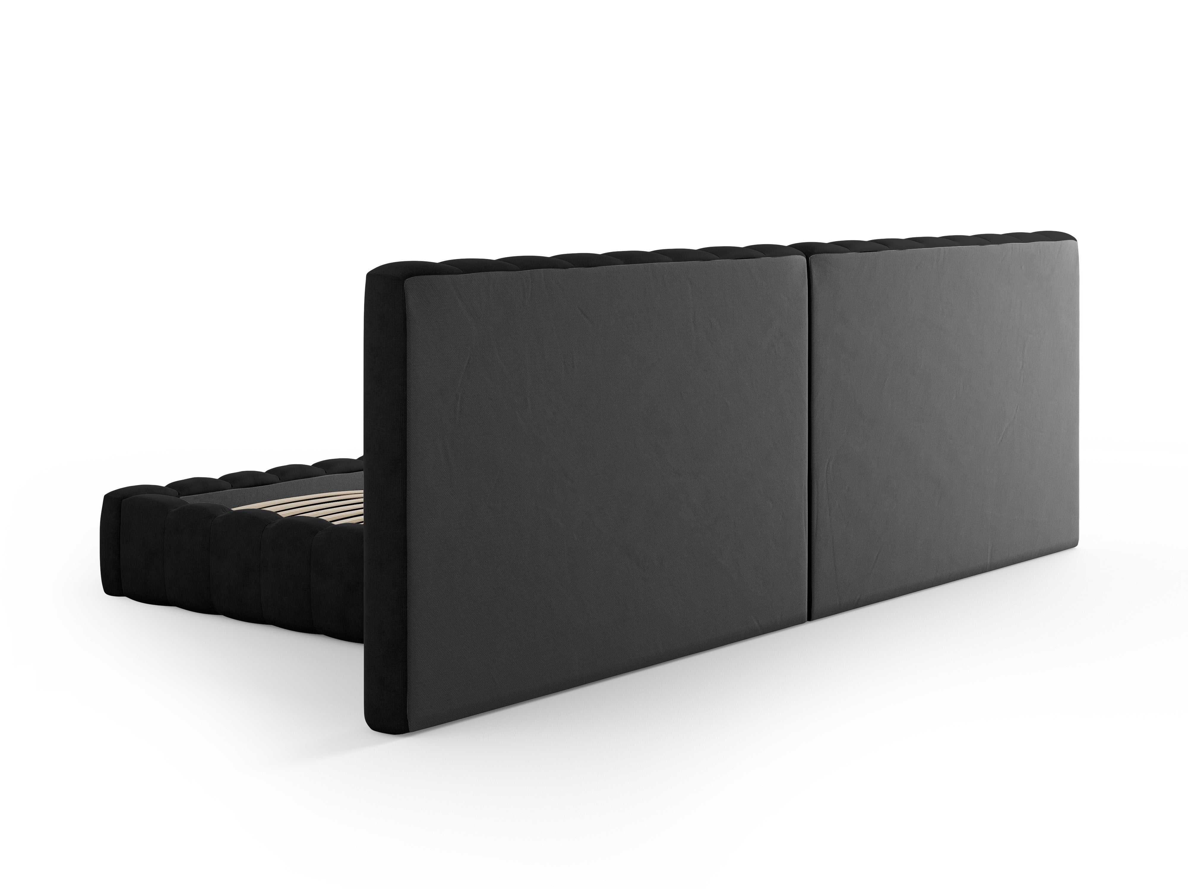 Postelja Kelp z dvojnim vzglavjem in predalom za shranjevanje, Material: Strukturirana tkanina