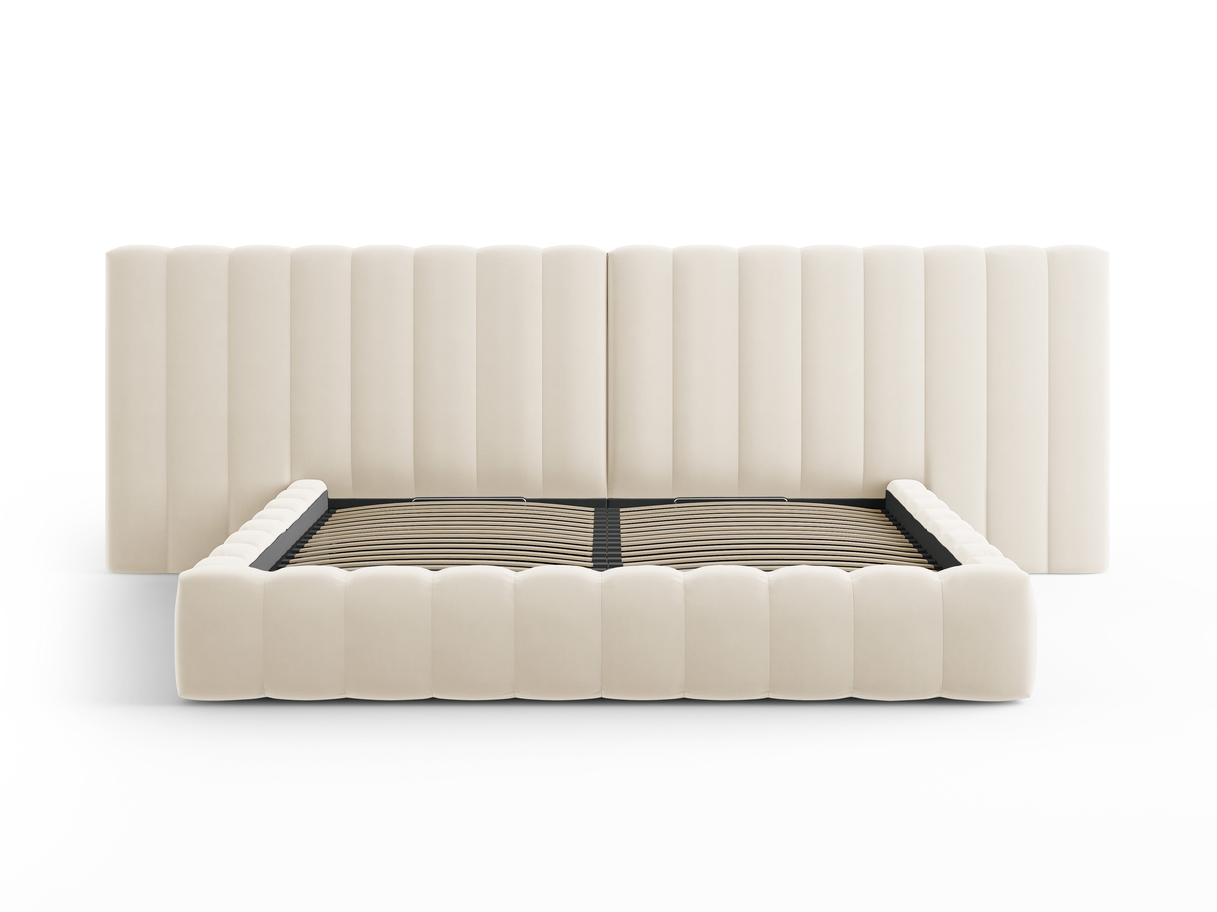 Postelja Kelp z dvojnim vzglavjem in shrambo, Material: Žamet