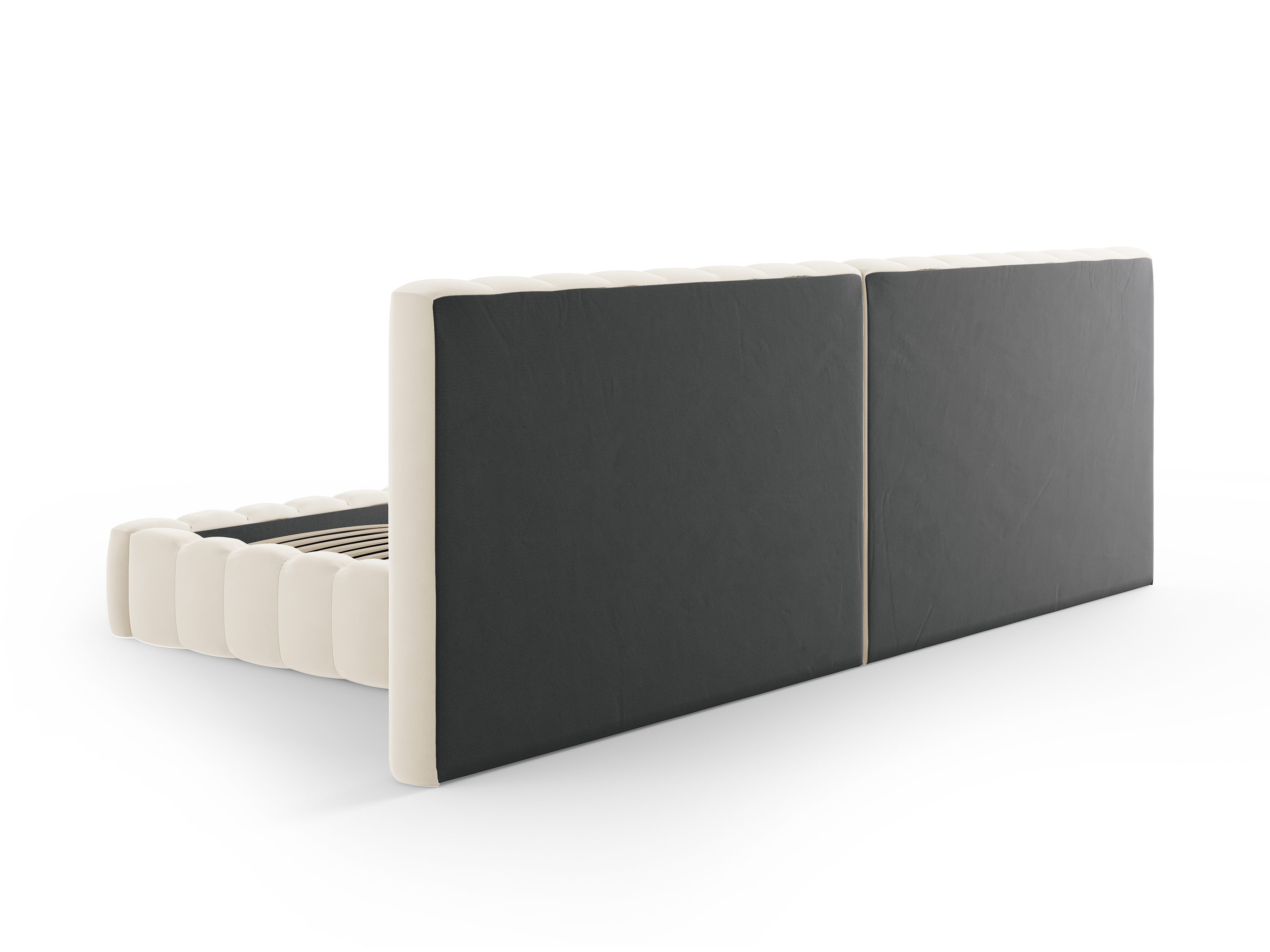 Postelja Kelp z dvojnim vzglavjem in shrambo, Material: Žamet