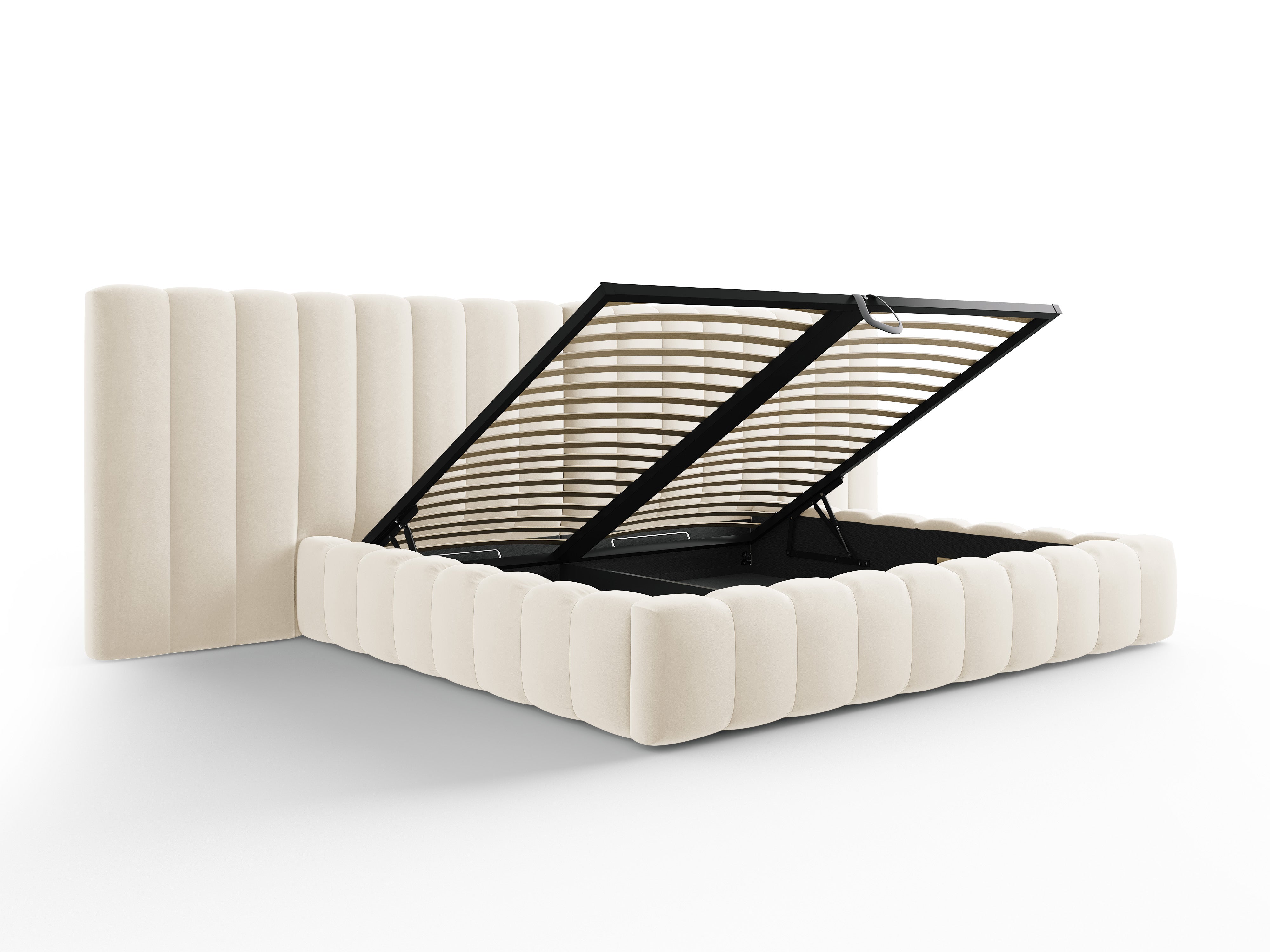 Postelja Kelp z dvojnim vzglavjem in shrambo, Material: Žamet