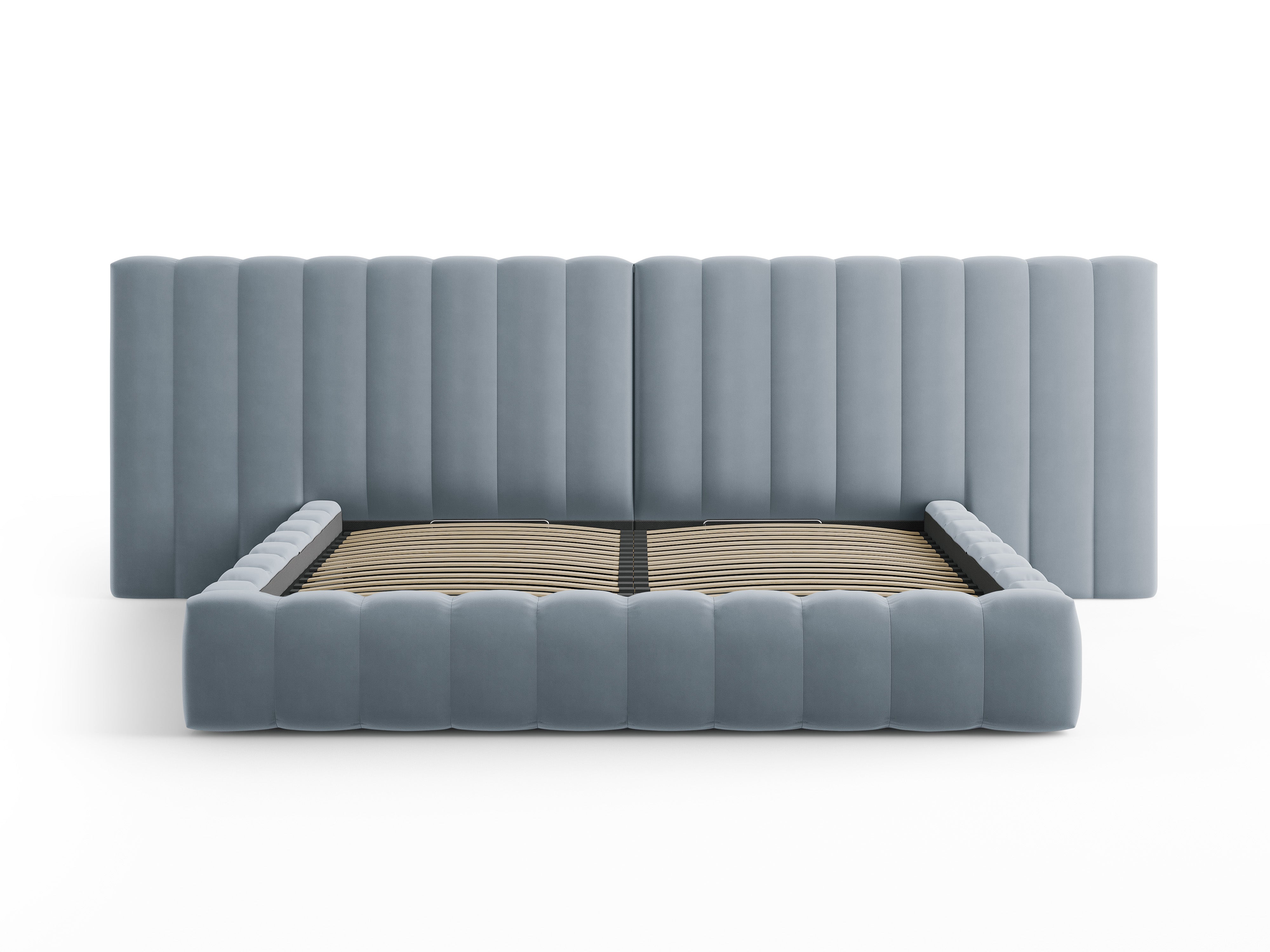 Postelja Kelp z dvojnim vzglavjem in shrambo, Material: Žamet