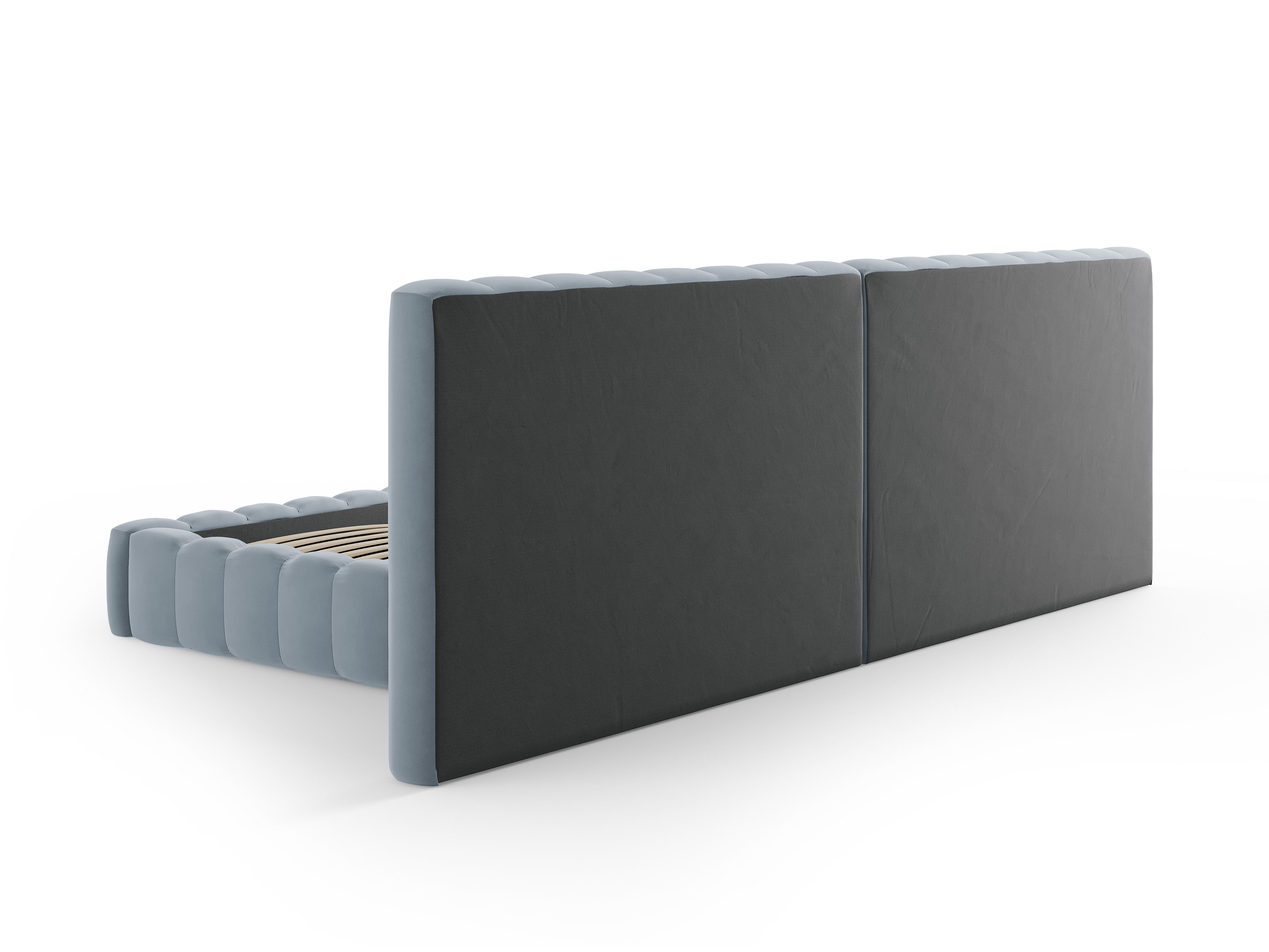 Postelja Kelp z dvojnim vzglavjem in shrambo, Material: Žamet