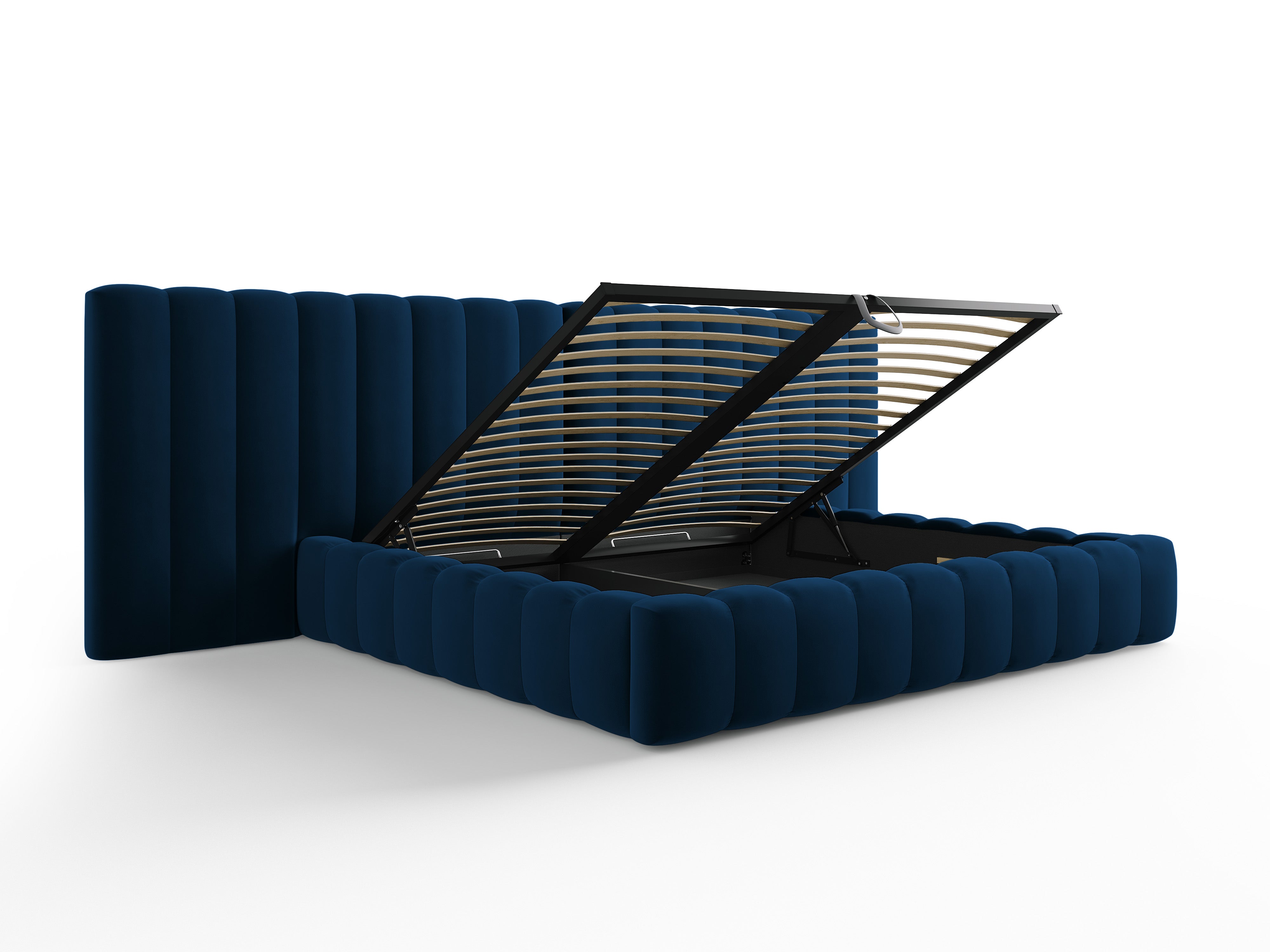 Postelja Kelp z dvojnim vzglavjem in shrambo, Material: Žamet