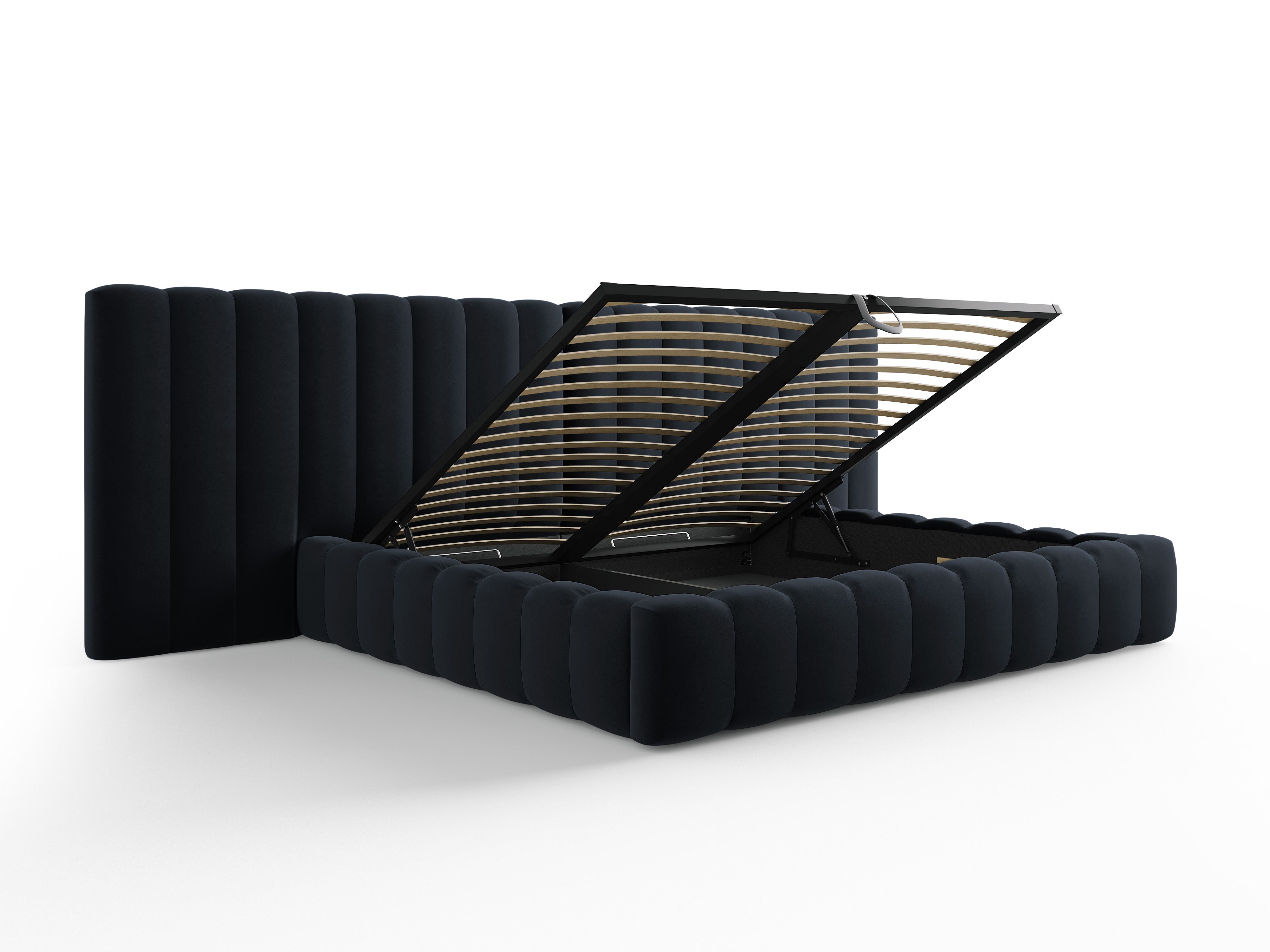 Postelja Kelp z dvojnim vzglavjem in shrambo, Material: Žamet