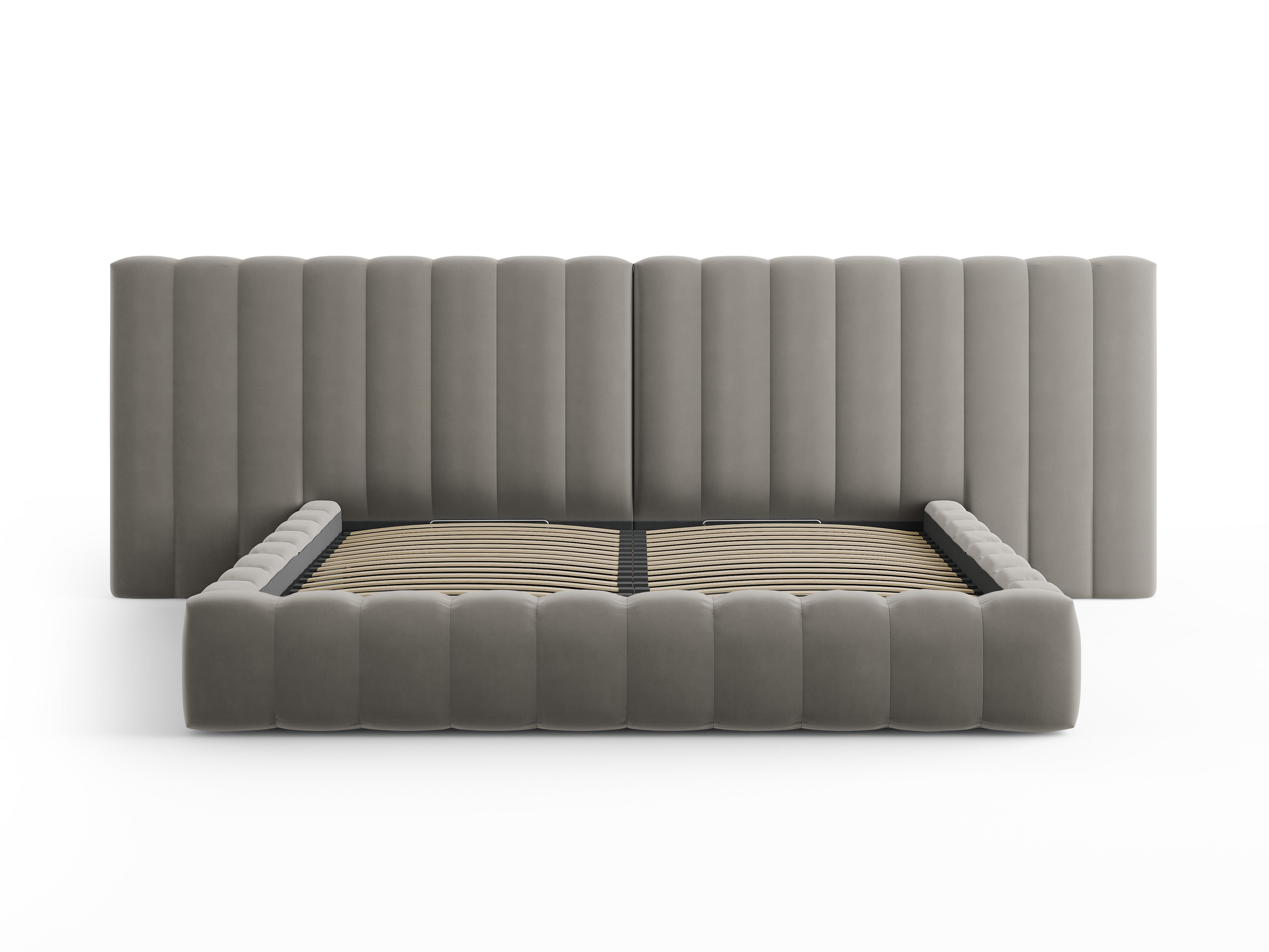 Postelja Kelp z dvojnim vzglavjem in shrambo, Material: Žamet