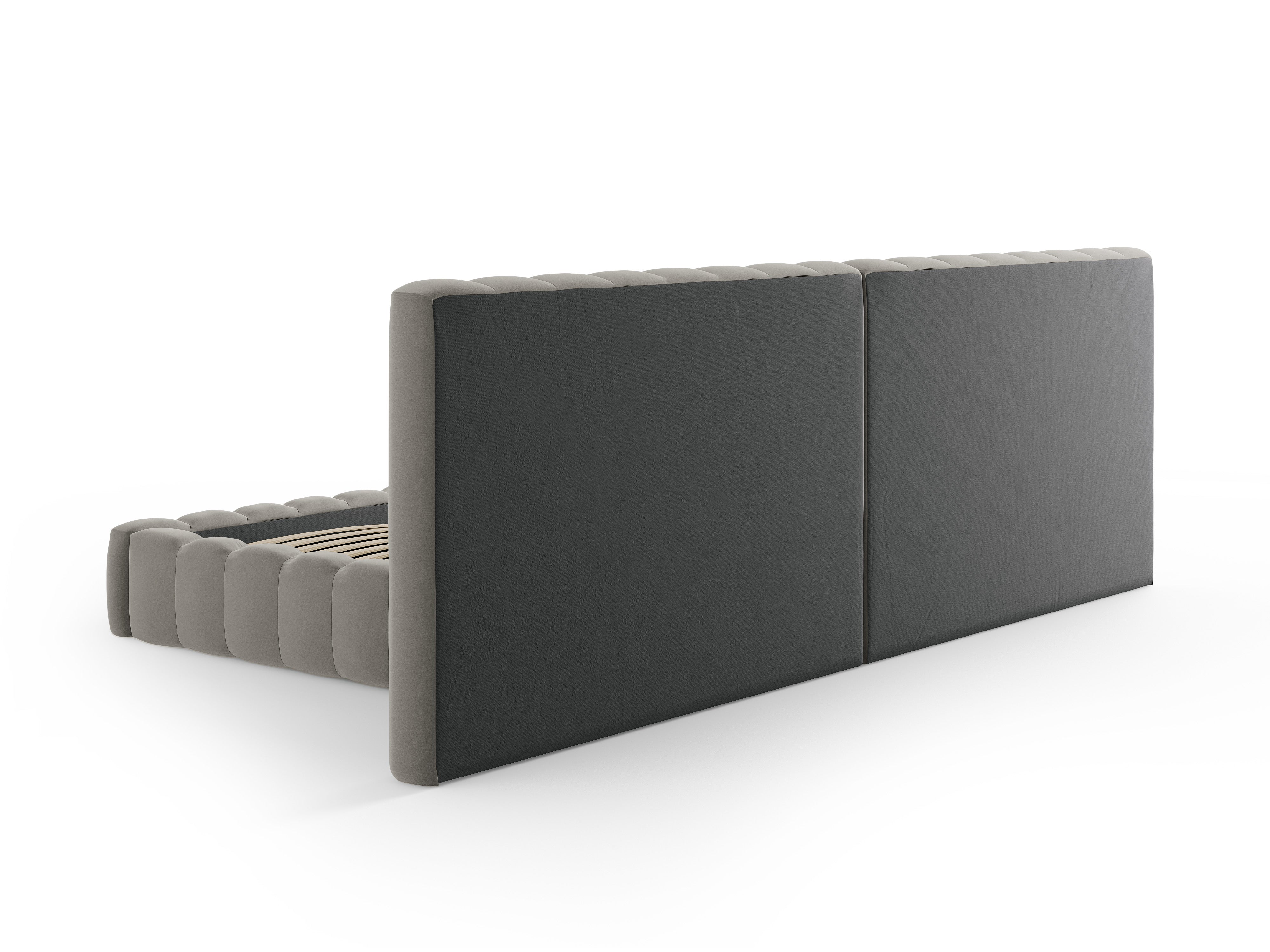 Postelja Kelp z dvojnim vzglavjem in shrambo, Material: Žamet